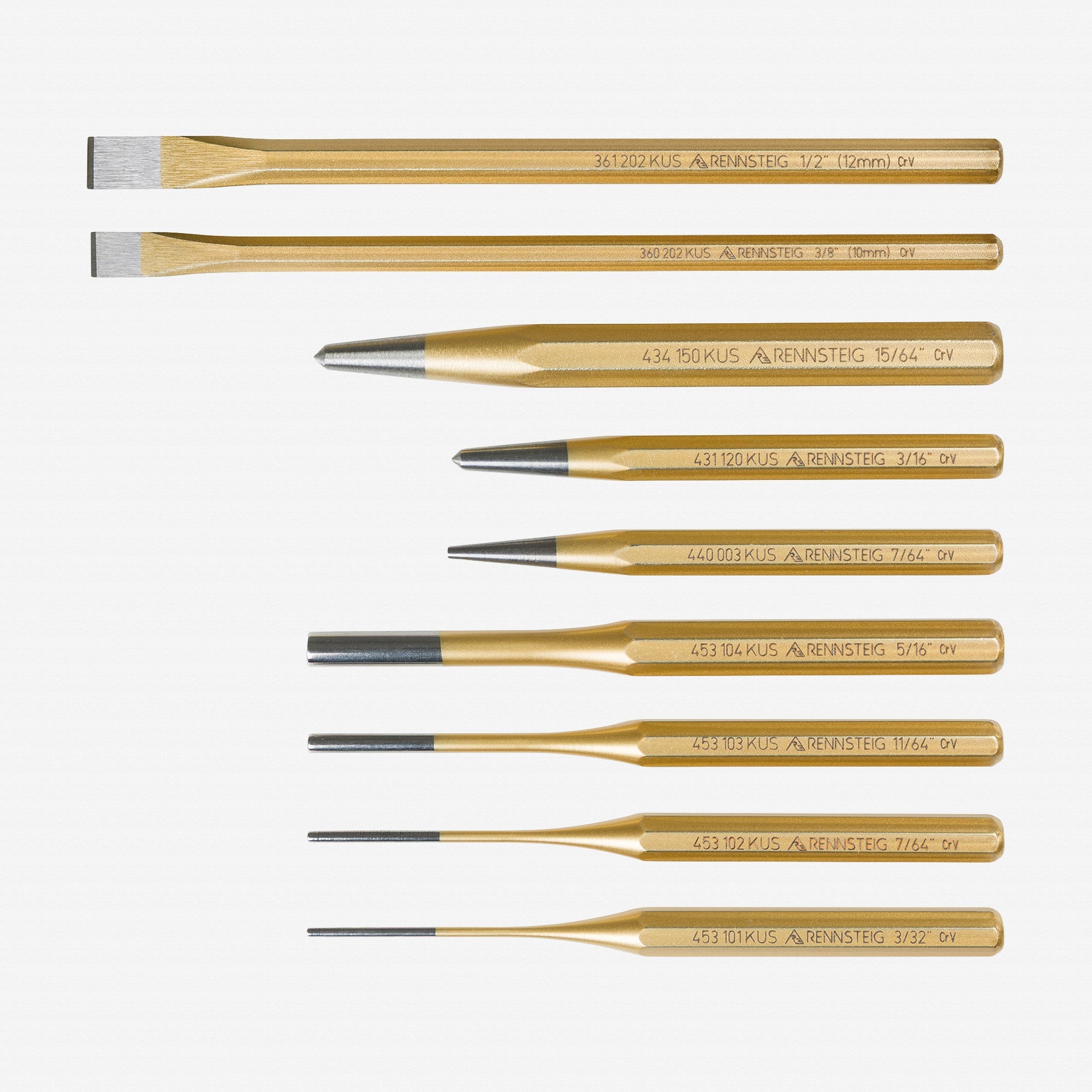 Rennsteig Punch and Chisel Set, 9 PIeces - 9R400009 - KC Tool