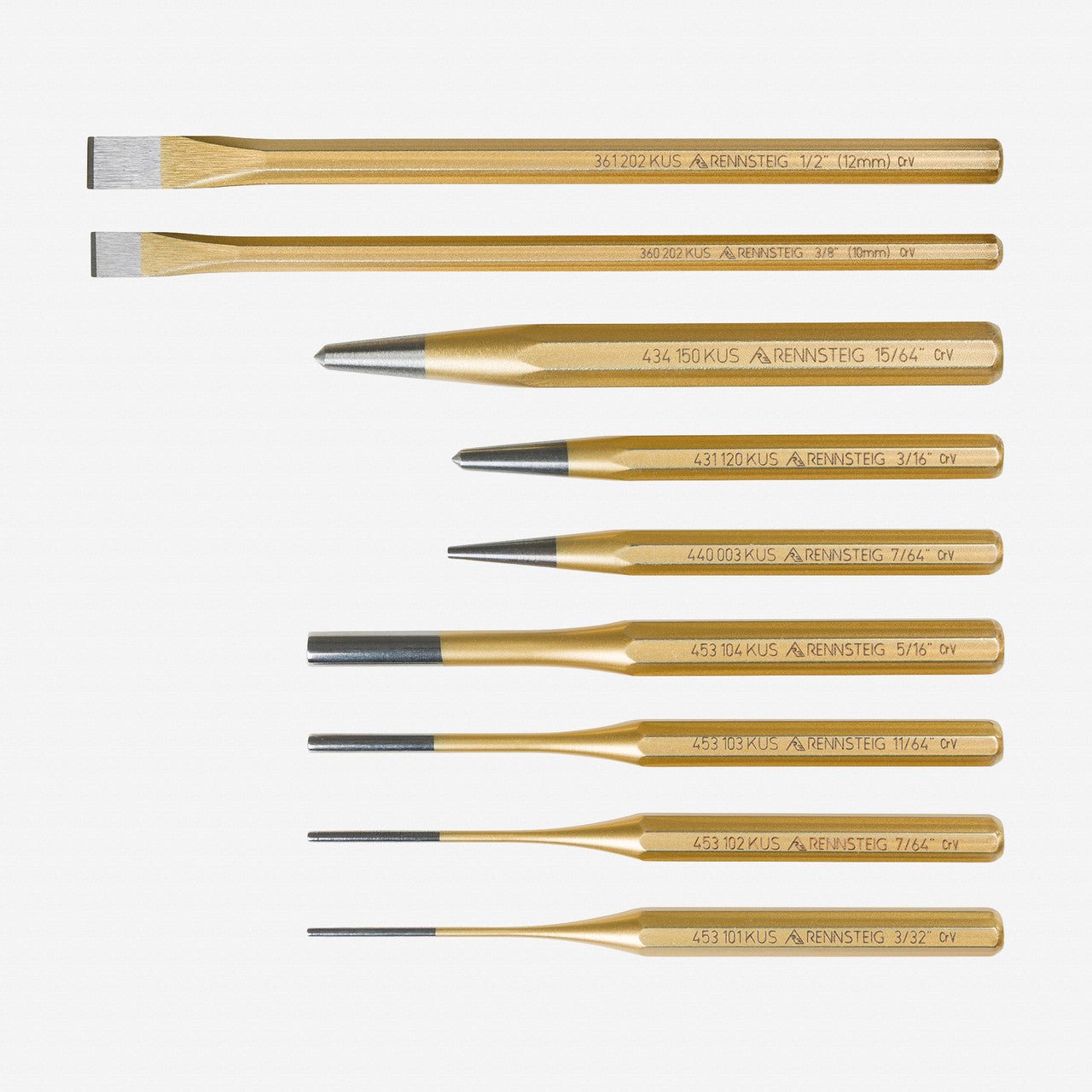 Rennsteig Punch and Chisel Set, 9 PIeces - 9R400009 - KC Tool