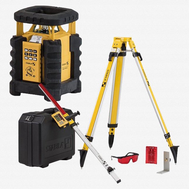 Stabila LAR 350 Dual Slope Rotating Interior/Exterior Laser Kit, 9 Pieces - SA05700TR - KC Tool