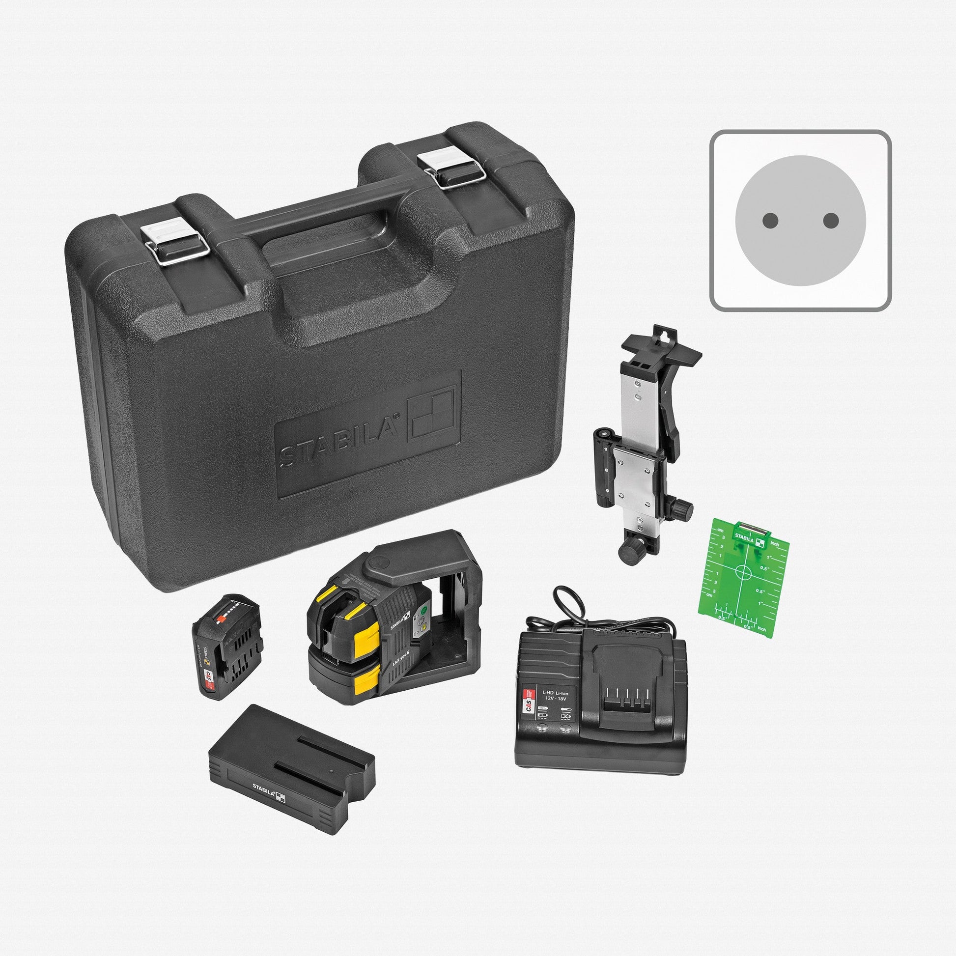 Stabila LAX 500 G Cross - Line Plumb Laser 12 V Kit, 7 Pieces - SA03520 - KC Tool