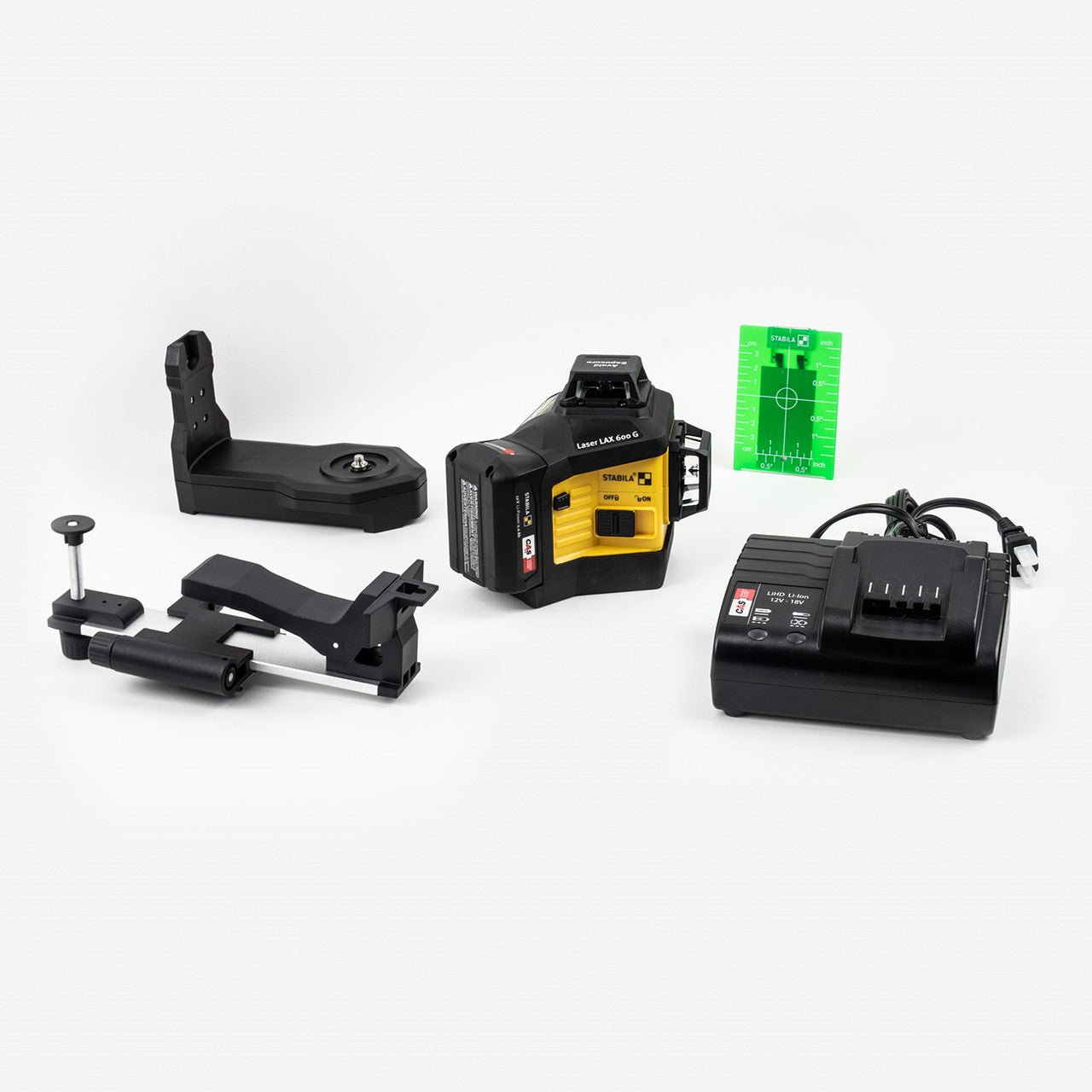 Stabila LAX 600G 3 Plane/360 Degree Green Beam Laser Kit, 7 Pieces