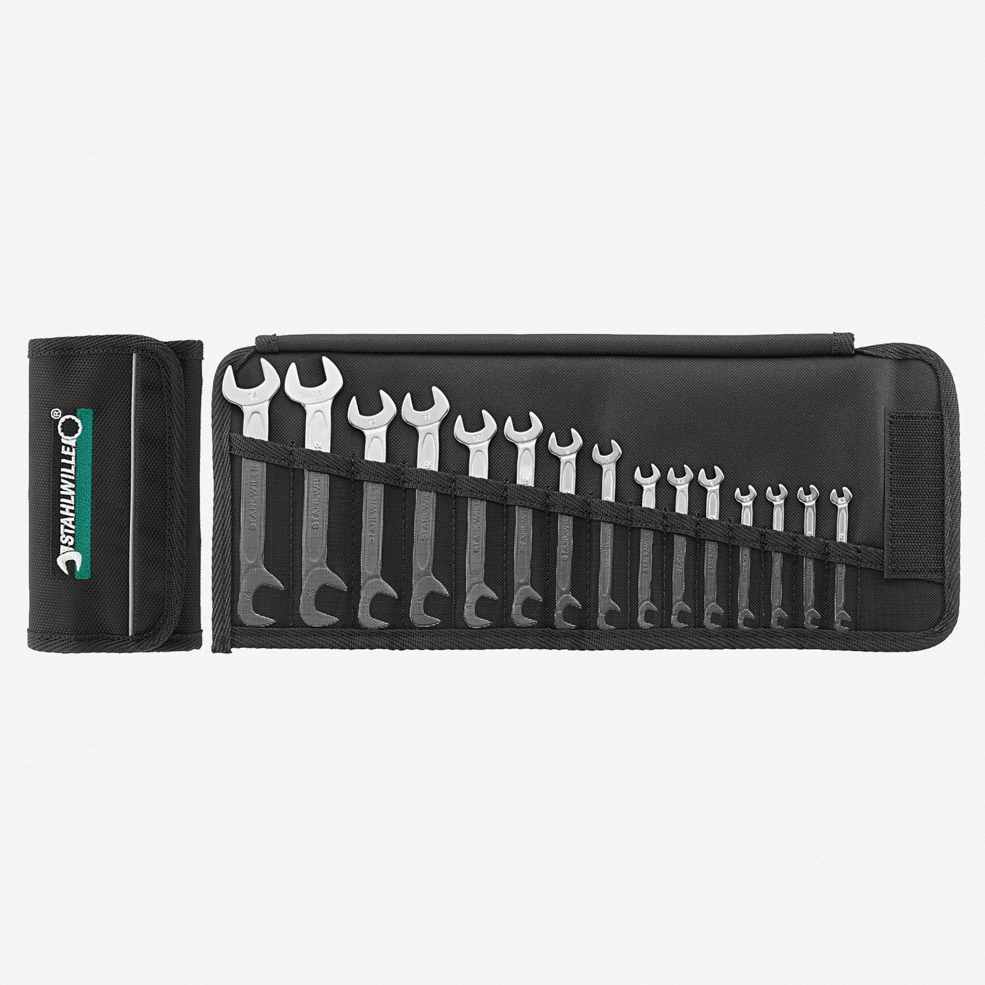 Stahlwille 12/15 ELECTRIC Small Double Open Ended Spanner Set, in Roll-up Wallet, 15 Pieces - ST96400651 - KC Tool