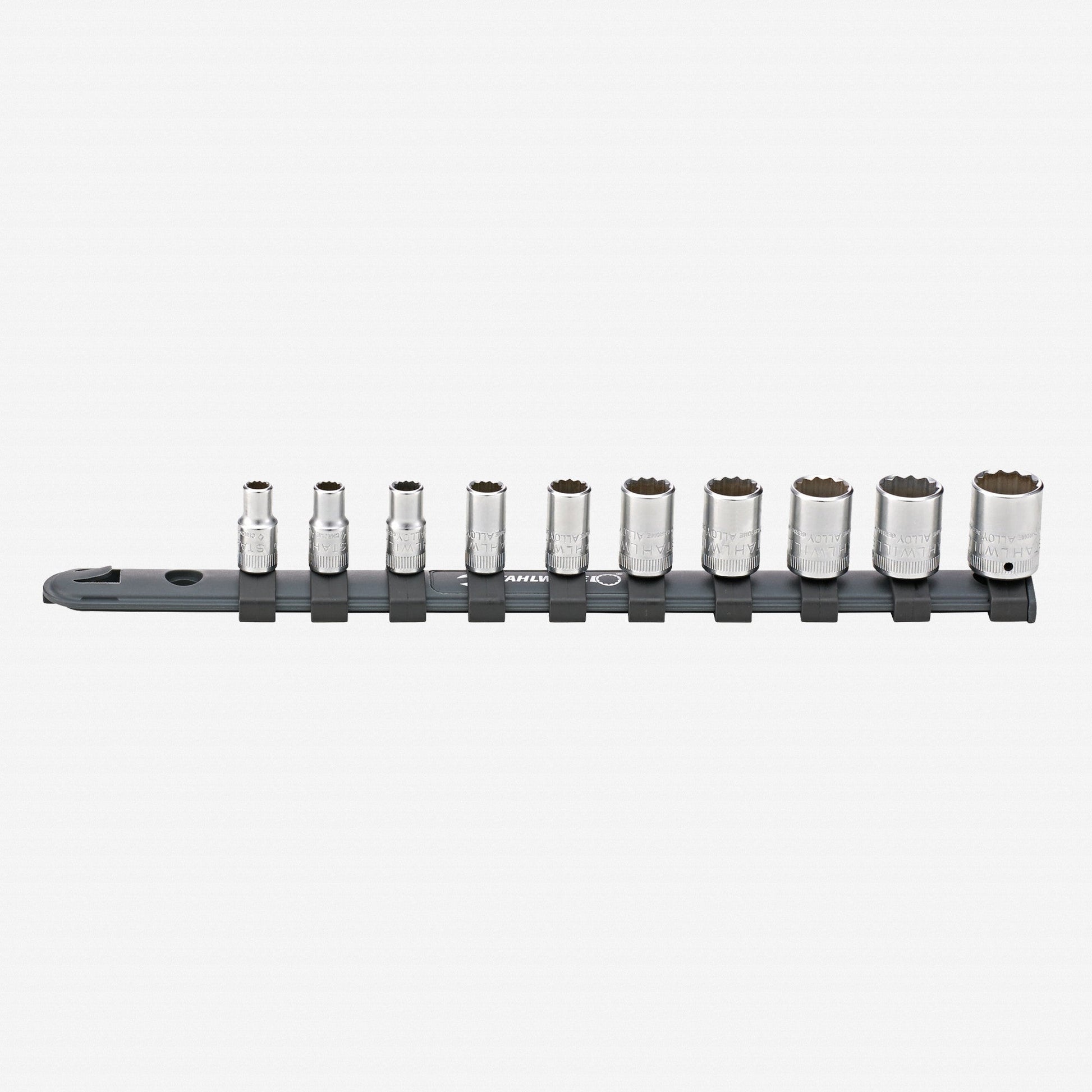 Stahlwille 12916/10-40 Outside Hex Socket Set on Plastic Socket Strip, Metric, 1/4" Drive, 5-14mm, 11 Pieces - ST96051010 - KC Tool