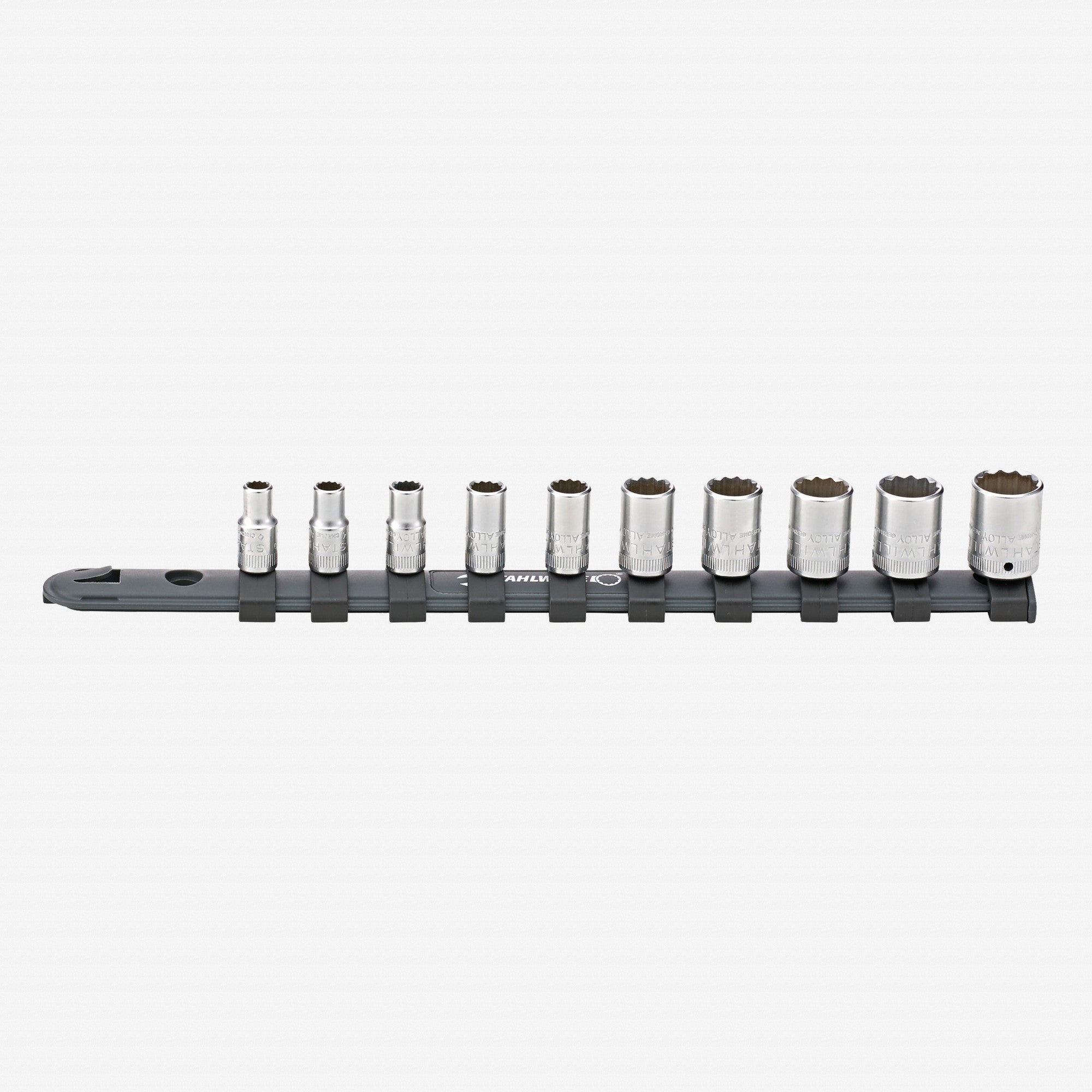Stahlwille 12916/10-40 Outside Hex Socket Set on Plastic Socket Strip, Metric, 1/4" Drive, 5-14mm, 11 Pieces - ST96051010 - KC Tool