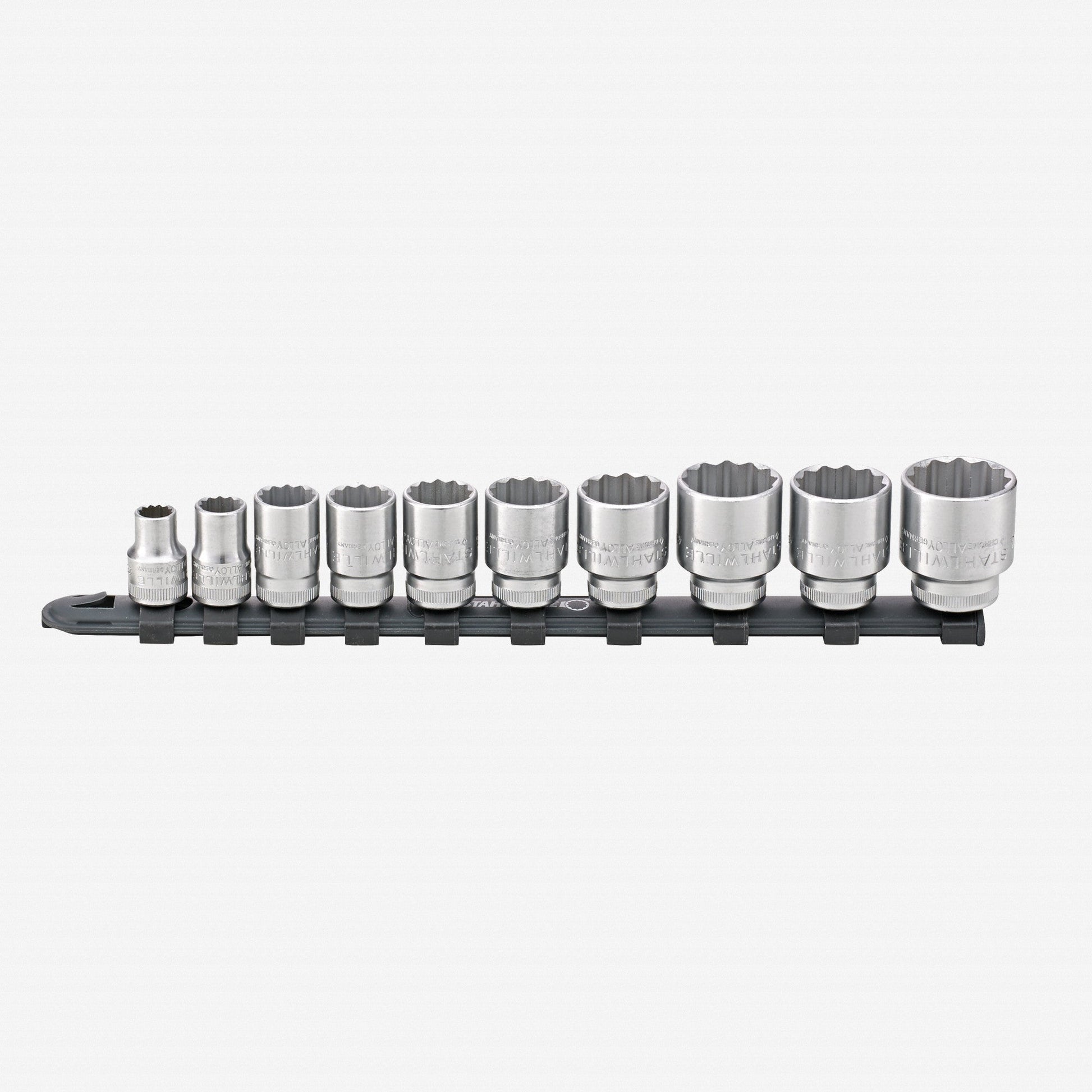 Stahlwille 12917/10-45 Outside Hex Socket Set on Plastic Socket Strip, Metric, 3/8" Drive, 8-24mm, 11 Pieces - ST96052010 - KC Tool
