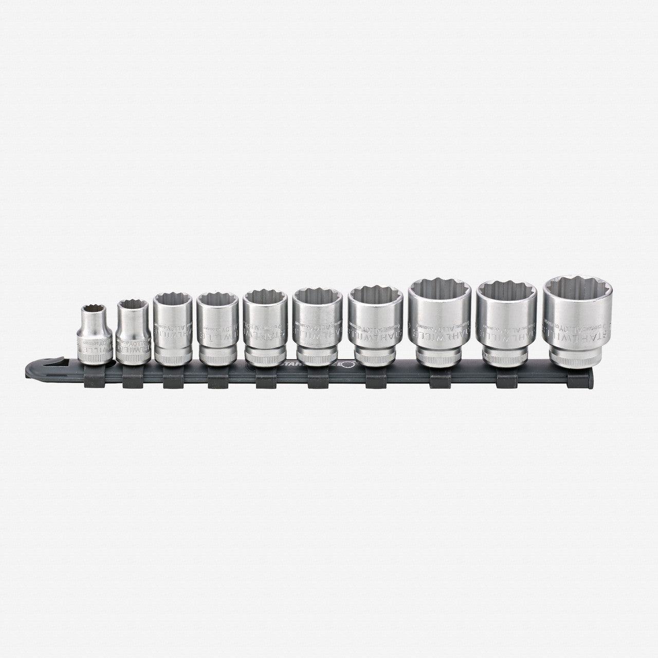 Stahlwille 12917/10 - 45 Outside Hex Socket Set on Plastic Socket Strip, Metric, 3/8" Drive, 8 - 24mm, 11 Pieces - ST96052010 - KC Tool