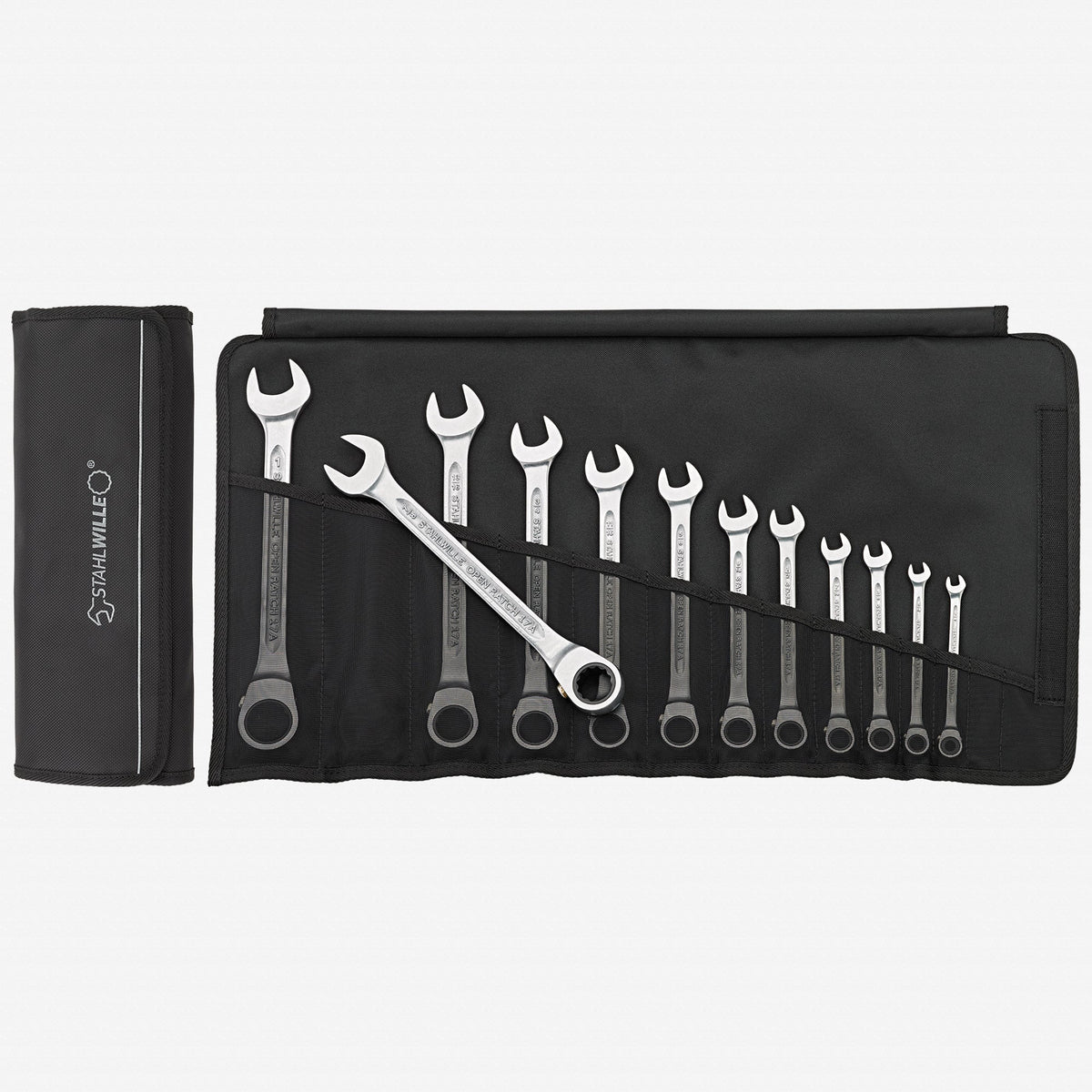 Stahlwille 17a OPEN RATCH Ratcheting Combination Wrench Set, 12 Pieces - ST96411713 - KC Tool