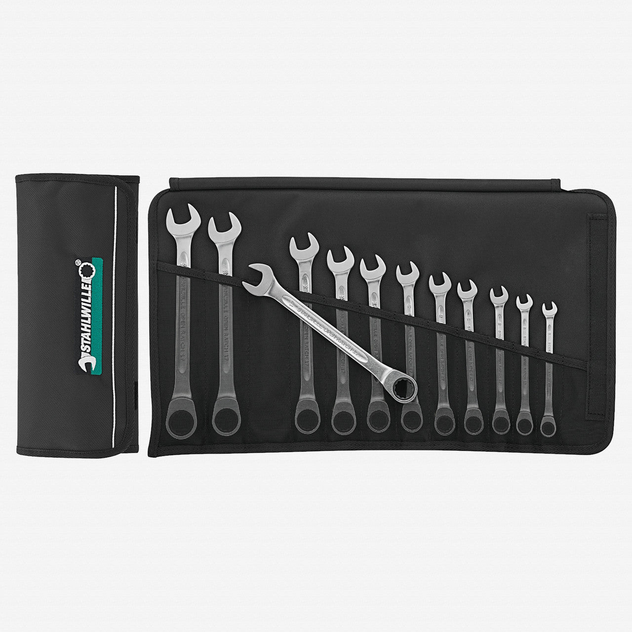 Stahlwille 17F/12 OPEN RATCH Combination Ratcheting Spanner Set, Metric, 12 Pieces, 12 Point - ST96401712 - KC Tool