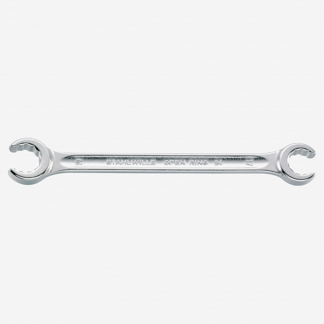Stahlwille 24 Double Ended Open Ring Bi - hex Flare Nut Spanner, Angled, 24 x 27 mm - ST41082427 - KC Tool