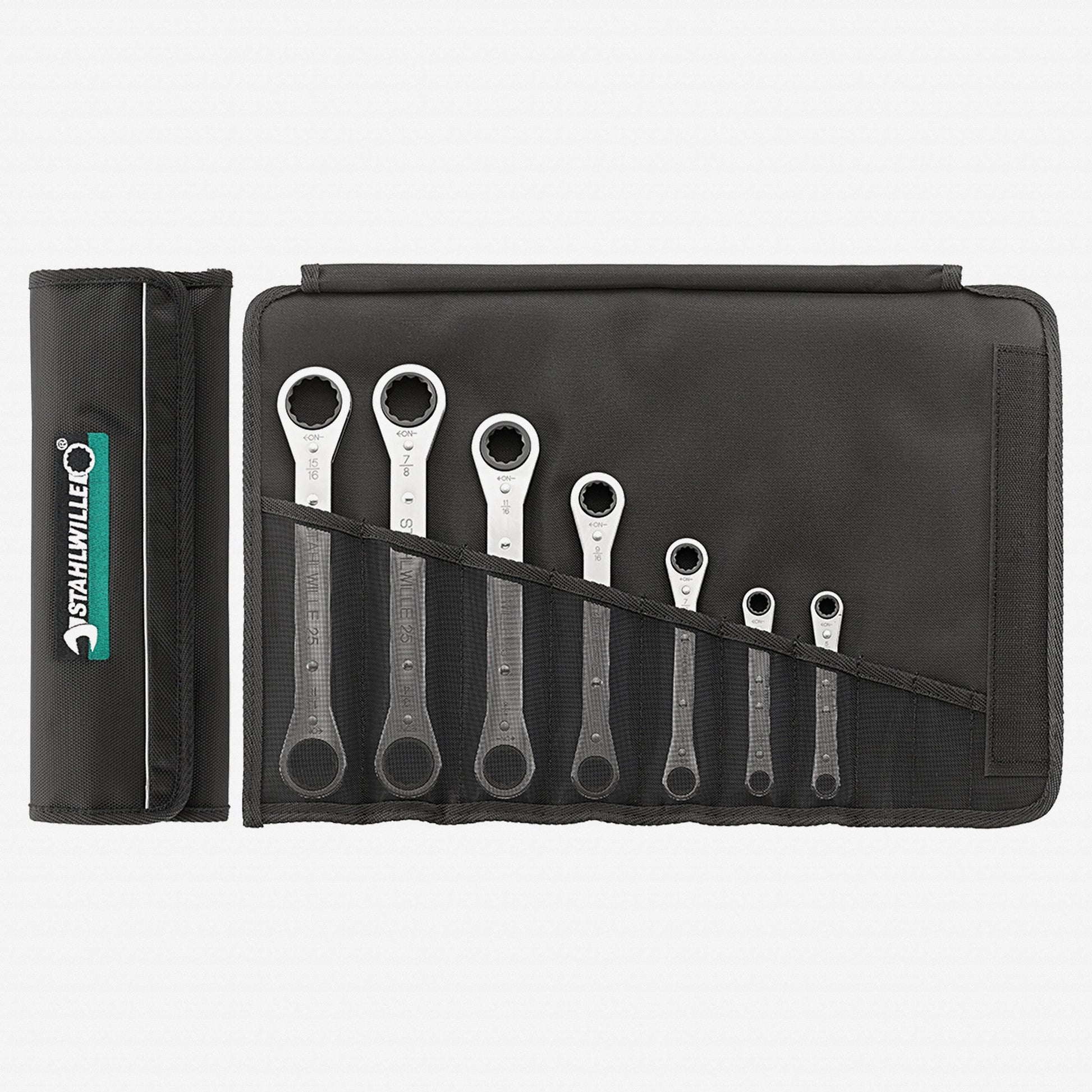 Stahlwille 25/7 Double-ended Ratchet Ring Spanner Set, Metric, 7-19mm, 7 Pieces - ST96411301 - KC Tool