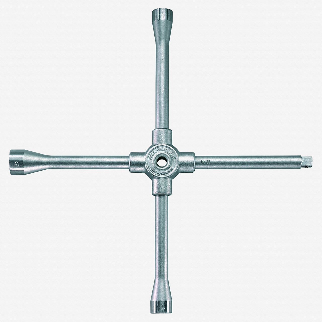 Stahlwille 35c Four - way Lug Wrench, 17, 19, 22mm, 1/2" Square - ST43030006 - KC Tool