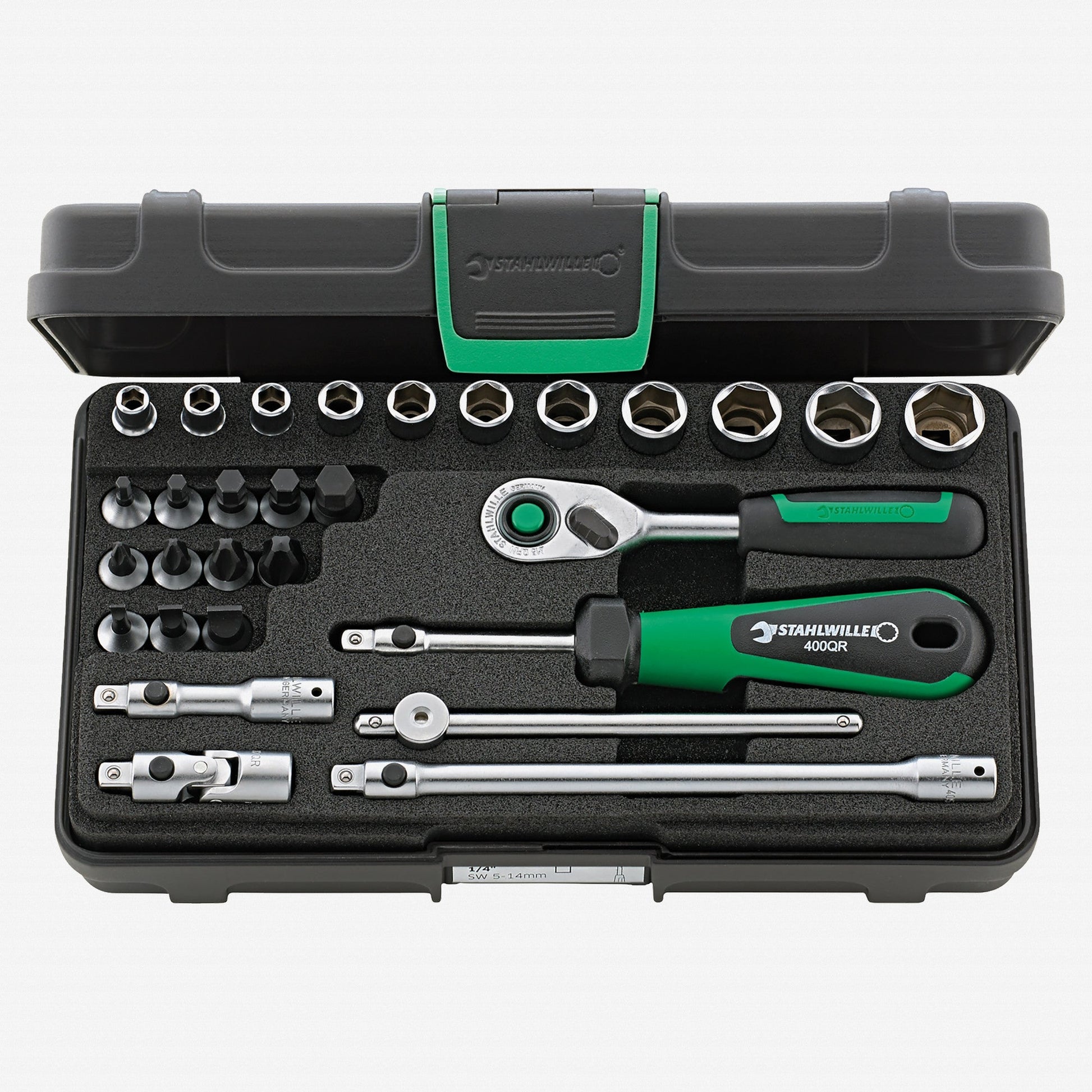Stahlwille 40/23/6QR Socket Set, 1/4" Drive, Metric, 5-14 mm, 29 Pieces - ST96011137 - KC Tool