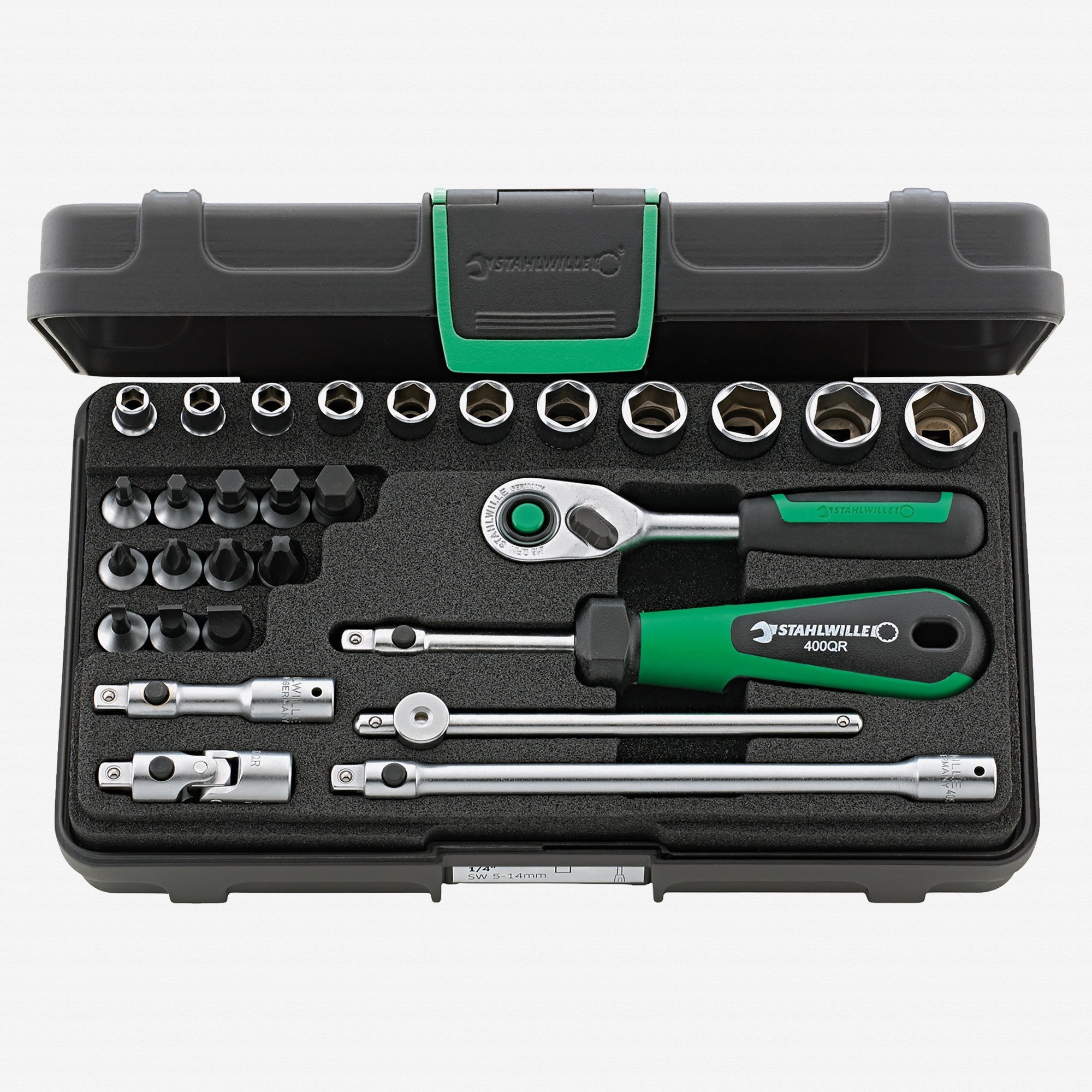 Stahlwille 40/23/6QR Socket Set, 1/4" Drive, Metric, 5-14 mm, 29 Pieces - ST96011137 - KC Tool