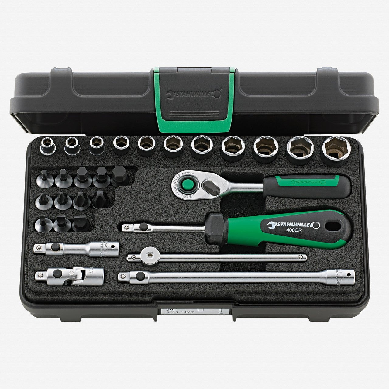 Stahlwille 40/23/6QR Socket Set, 1/4" Drive, Metric, 5 - 14 mm, 29 Pieces - ST96011137 - KC Tool