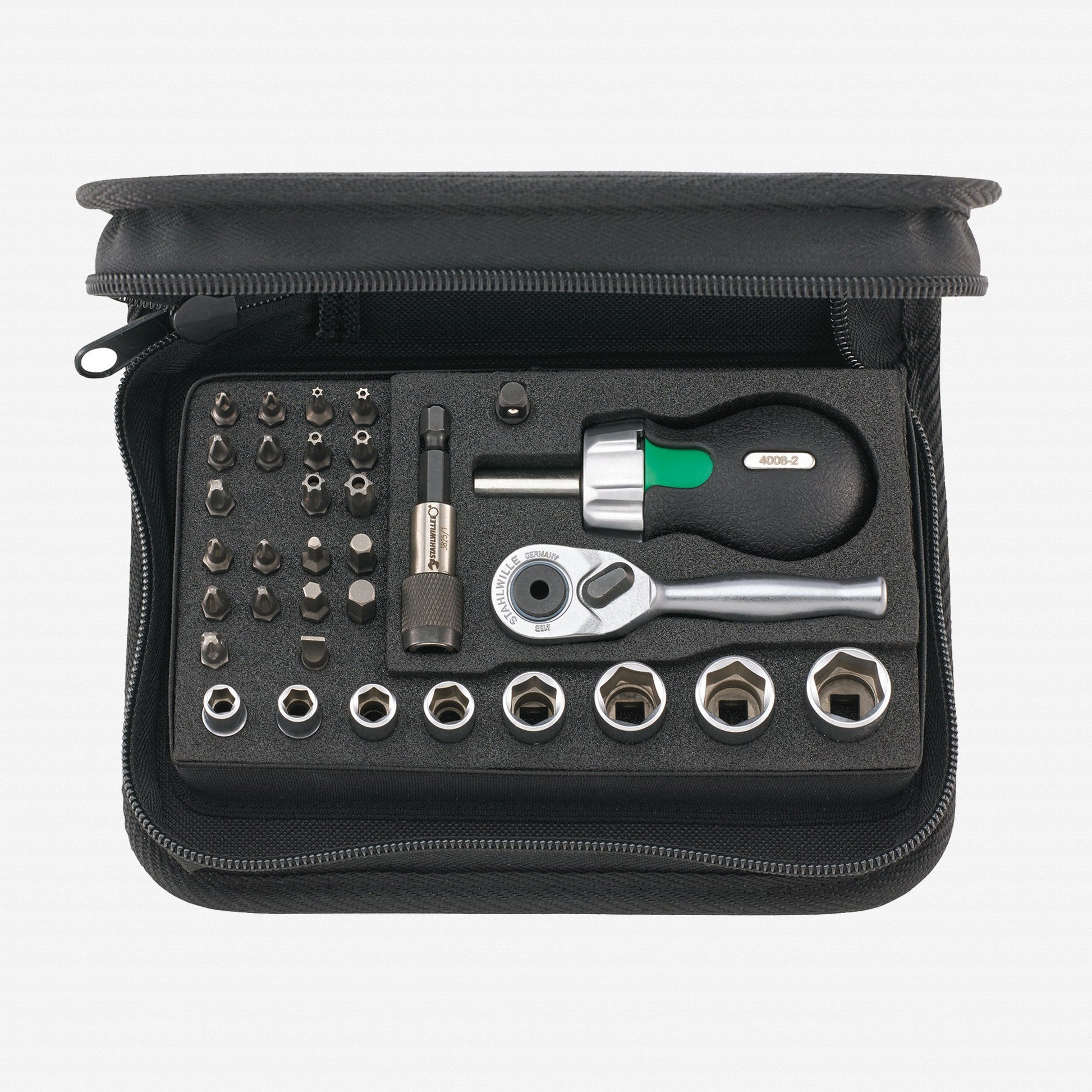 Stahlwille 40/29/4 SCI Bit Ratchet and Ratcheting Bitholder Set, 1/4" Drive, 5.5 - 14mm, 34 Pieces - ST91220419 - KC Tool