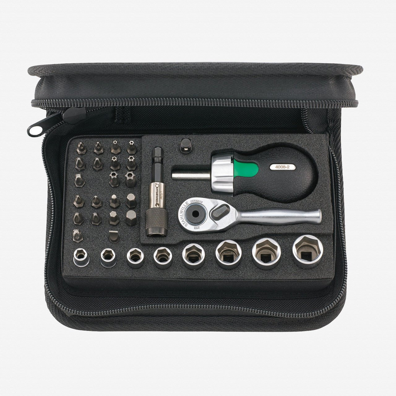 Stahlwille 40/29/4 SCI Bit Ratchet and Ratcheting Bitholder Set, 1/4" Drive, 5.5 - 14mm, 34 Pieces - ST91220419 - KC Tool
