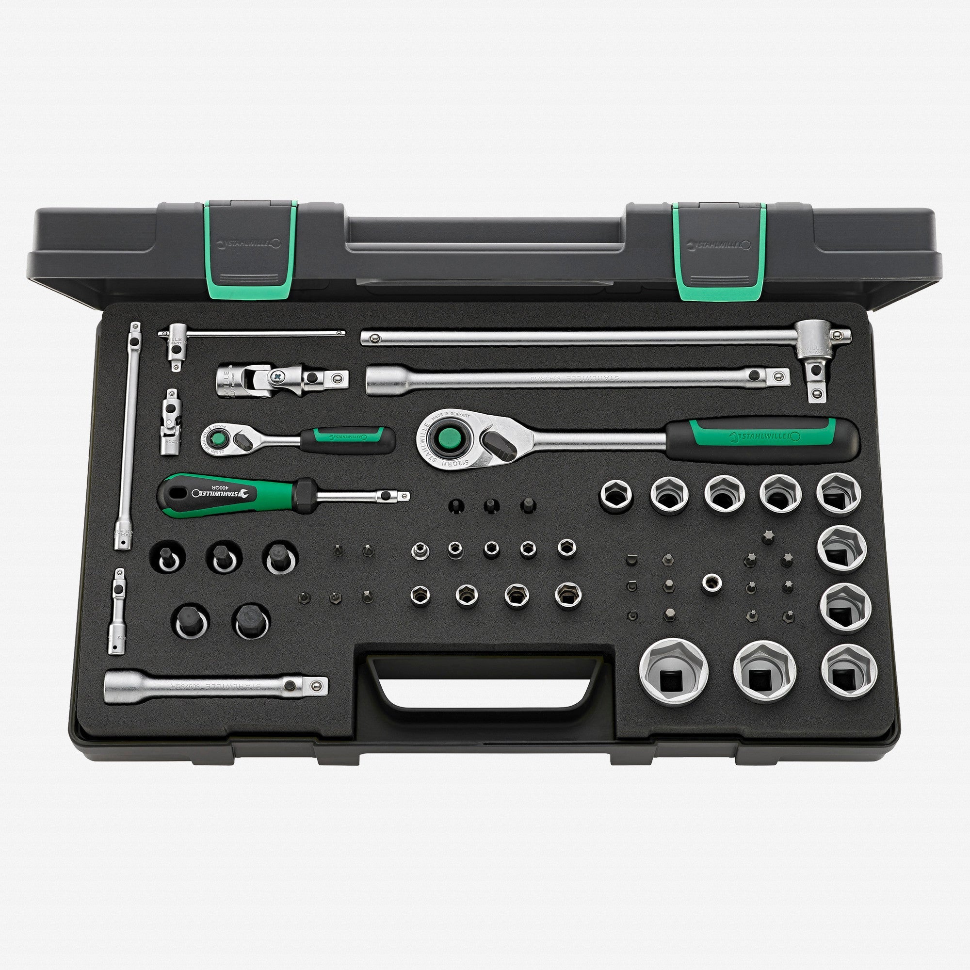 Stahlwille 40/52/45/12 QR Socket Set, Metric, 4 - 30mm, 1/2" Drive, 1/4" Drive, 57 Pieces - ST91222607 - KC Tool