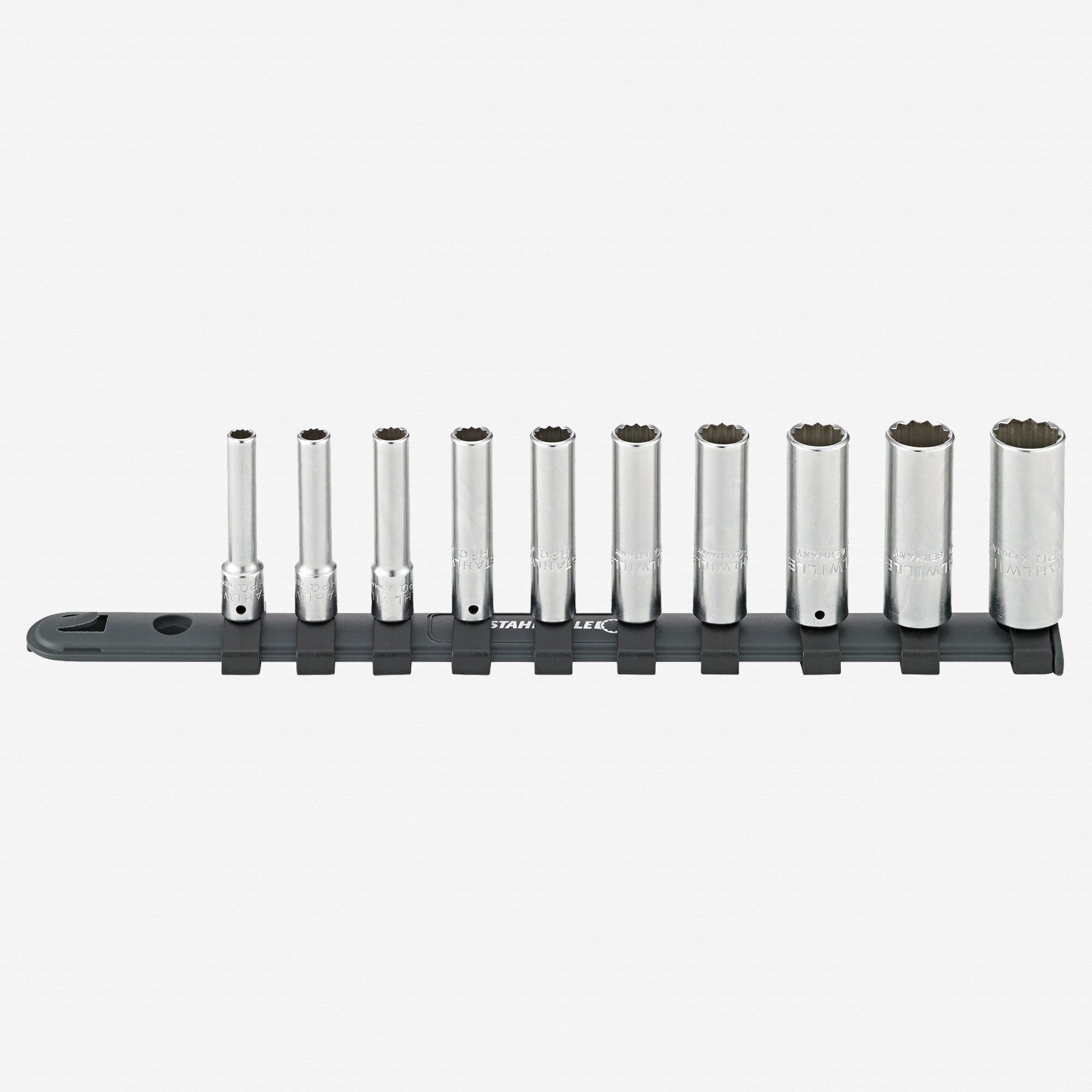 Stahlwille 40aDL/10CL 1/4" Extra Deep Socket Set with Clip Strip, SAE, 3/16 - 9/16", 11 Pieces - ST96016410 - KC Tool