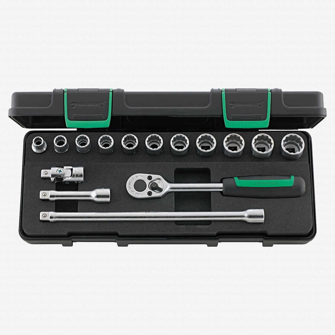 Stahlwille 45/11/4 Socket Set, 3/8" Drive, Metric, 8 - 19mm, 12 - Point, 15 Pieces - ST96021109 - KC Tool