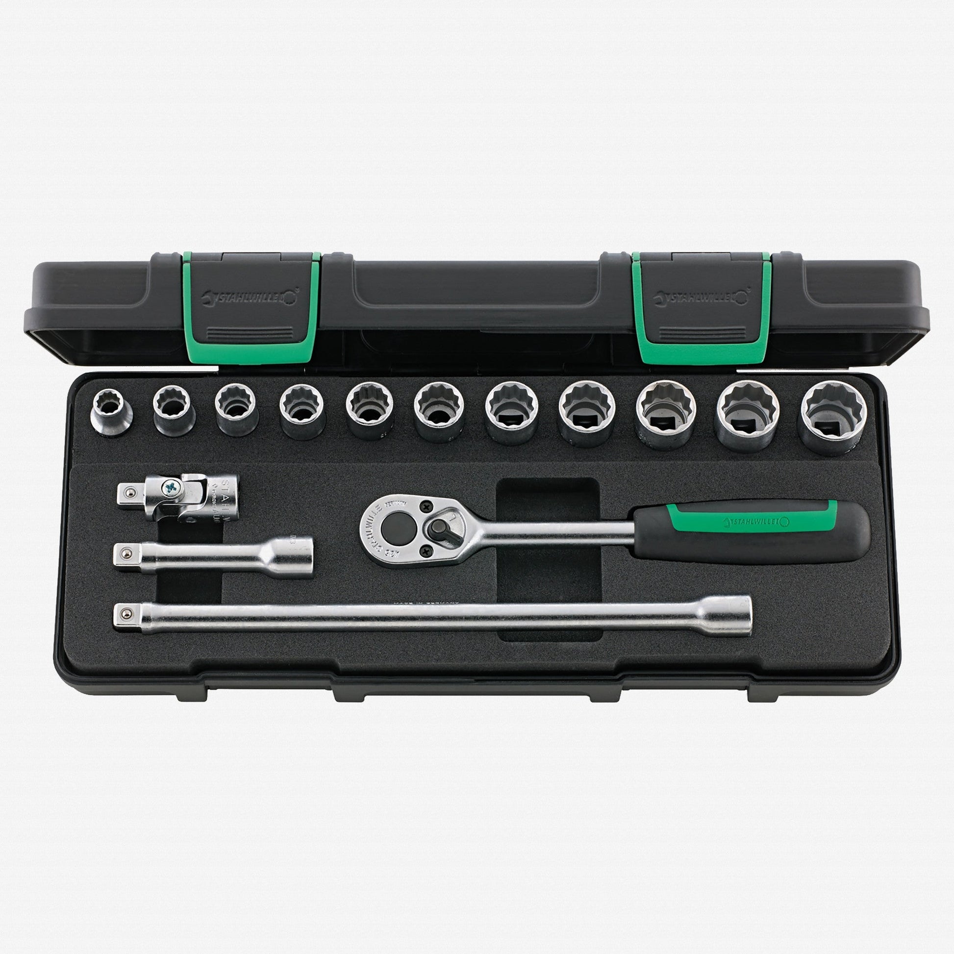 Stahlwille 45/11/4 Socket Set, 3/8" Drive, Metric, 8-19mm, 12-Point, 15 Pieces - ST96021109 - KC Tool