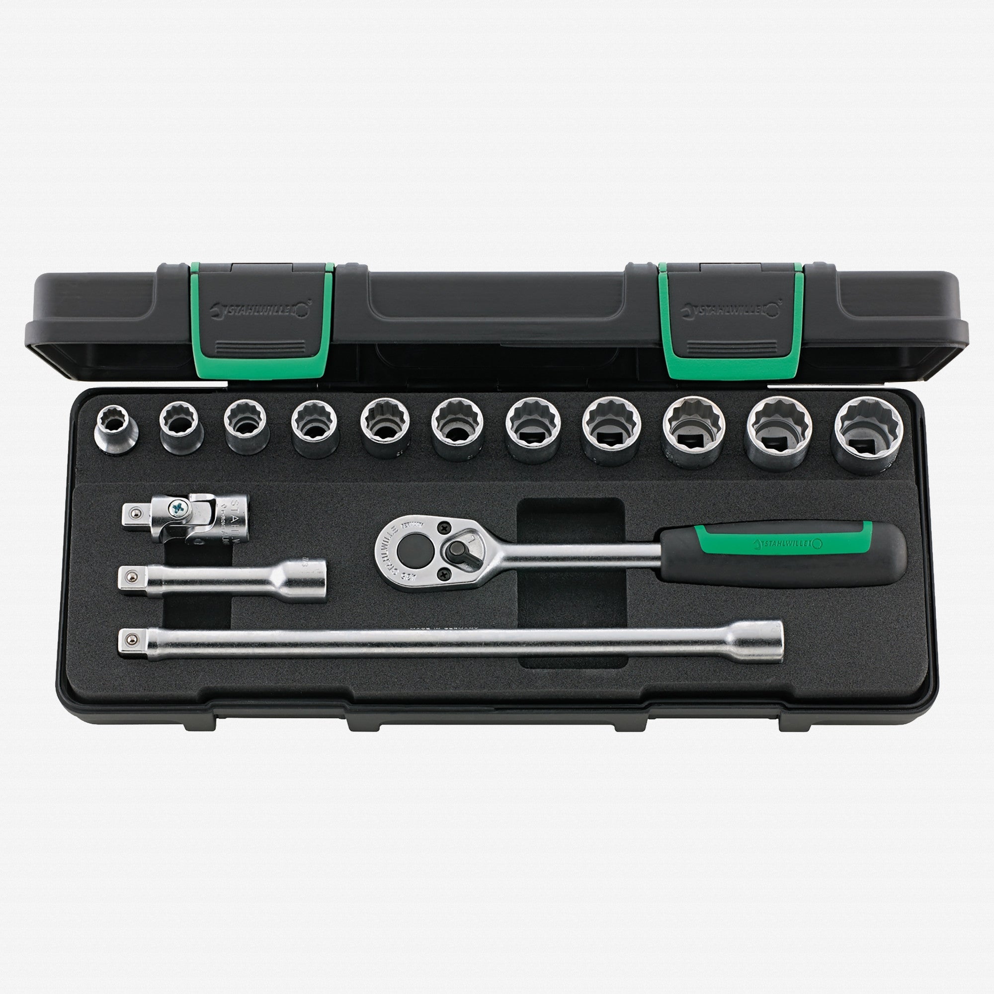 Stahlwille 45/11/4 Socket Set, 3/8" Drive, Metric, 8-19mm, 12-Point, 15 Pieces - ST96021109 - KC Tool