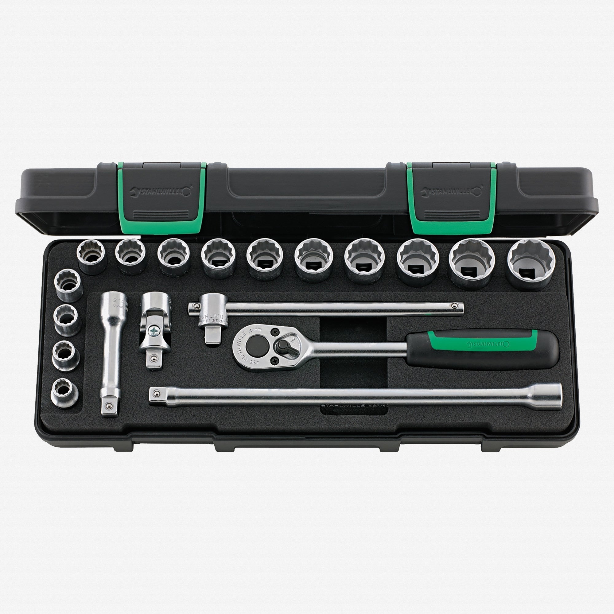 Stahlwille 45/14/5i Socket Set, 3/8" Drive, Metric, 8-22mm, 12-Point, 19 Pieces - ST96024132 - KC Tool