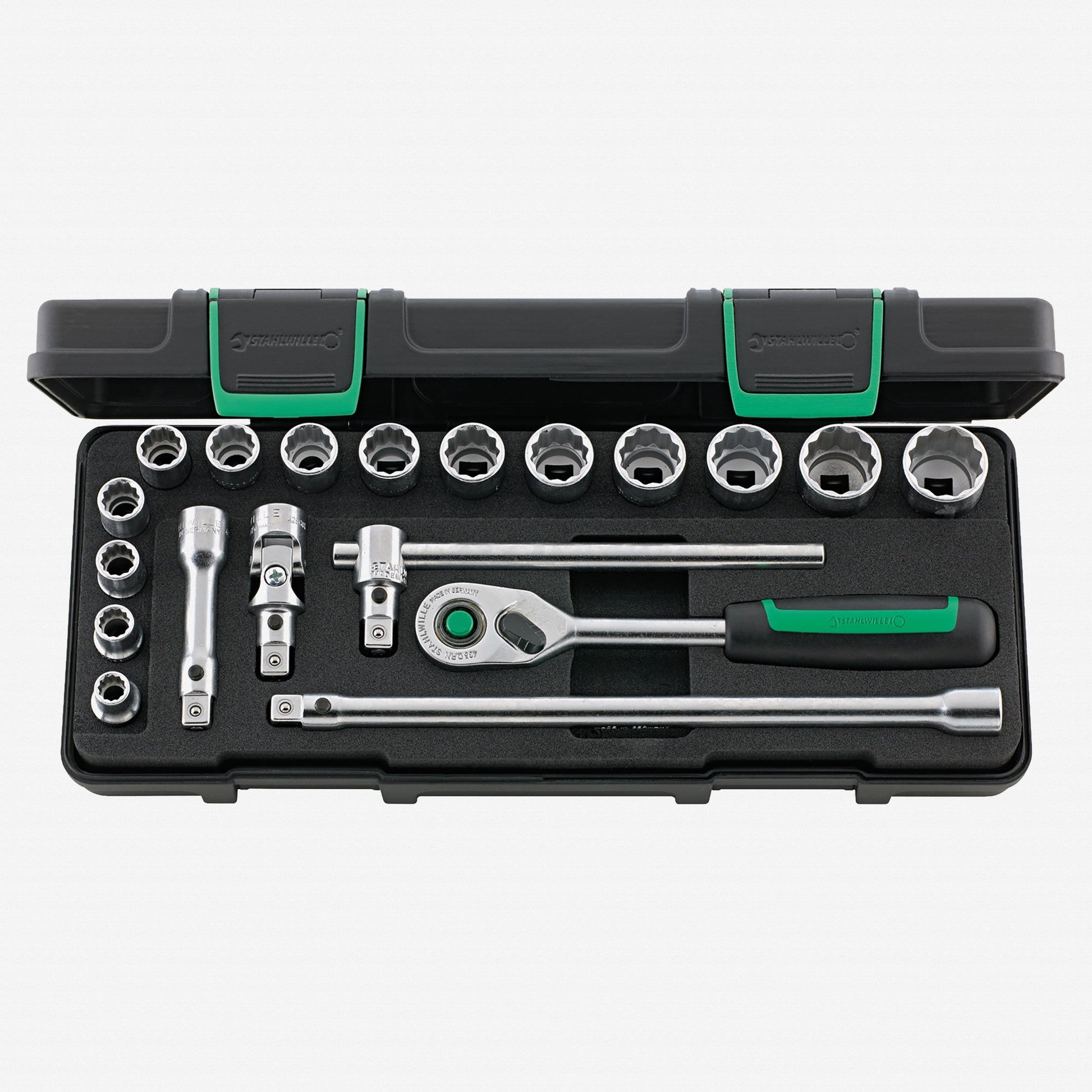 Stahlwille 45/14/5iQR Socket Set, 3/8" Drive, Metric, 8-22mm, 12-Point, 19 Pieces - ST96021180 - KC Tool