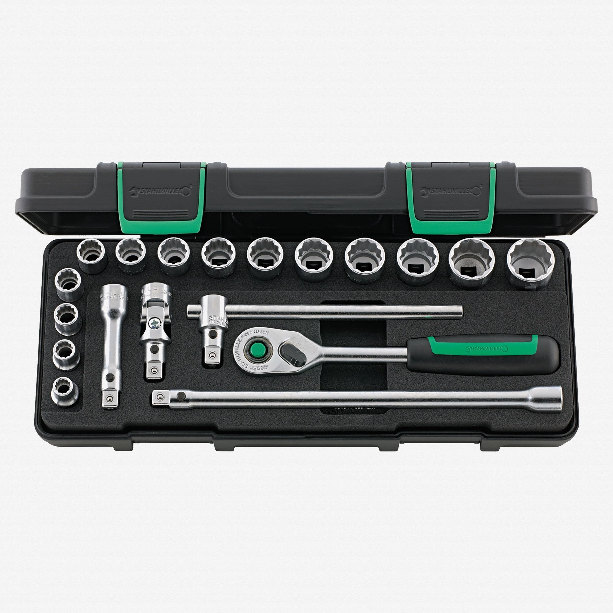 Stahlwille 45/14/5iQR Socket Set, 3/8" Drive, Metric, 8-22mm, 12-Point, 19 Pieces - ST96021180 - KC Tool