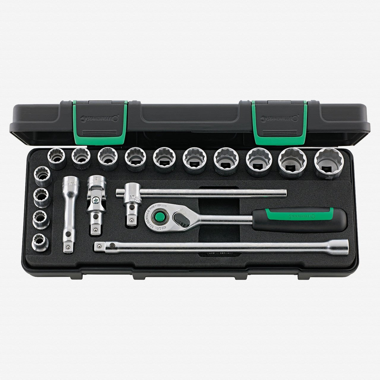 Stahlwille 45/14/5iQR Socket Set, 3/8" Drive, Metric, 8 - 22mm, 12 - Point, 19 Pieces - ST96021180 - KC Tool