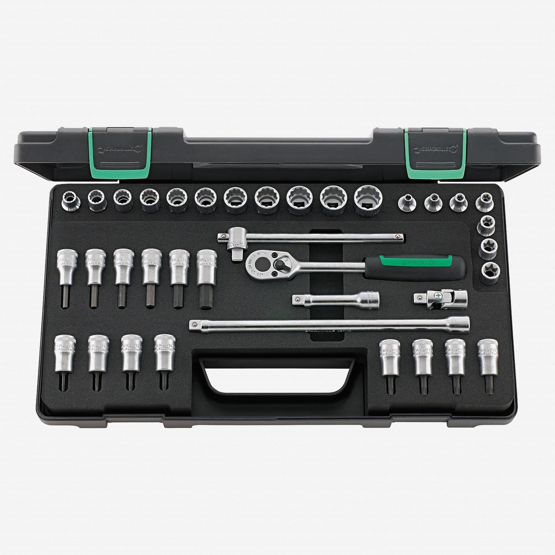 Stahlwille 45/49/32/5TX Socket Set, 3/8" Drive, Metric, 8-19mm, 12-Point, 37 pieces - ST96022119 - KC Tool