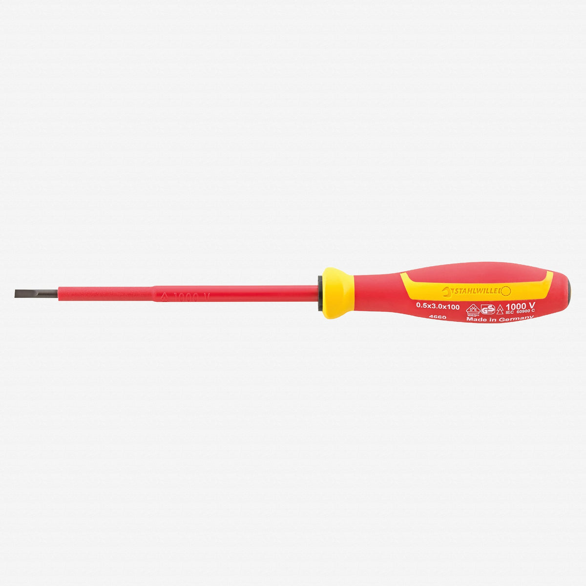 Stahlwille 4660 Insulated Slotted Screwdriver VDE DRALL+, 3.5 x 100mm - ST46603035 - KC Tool
