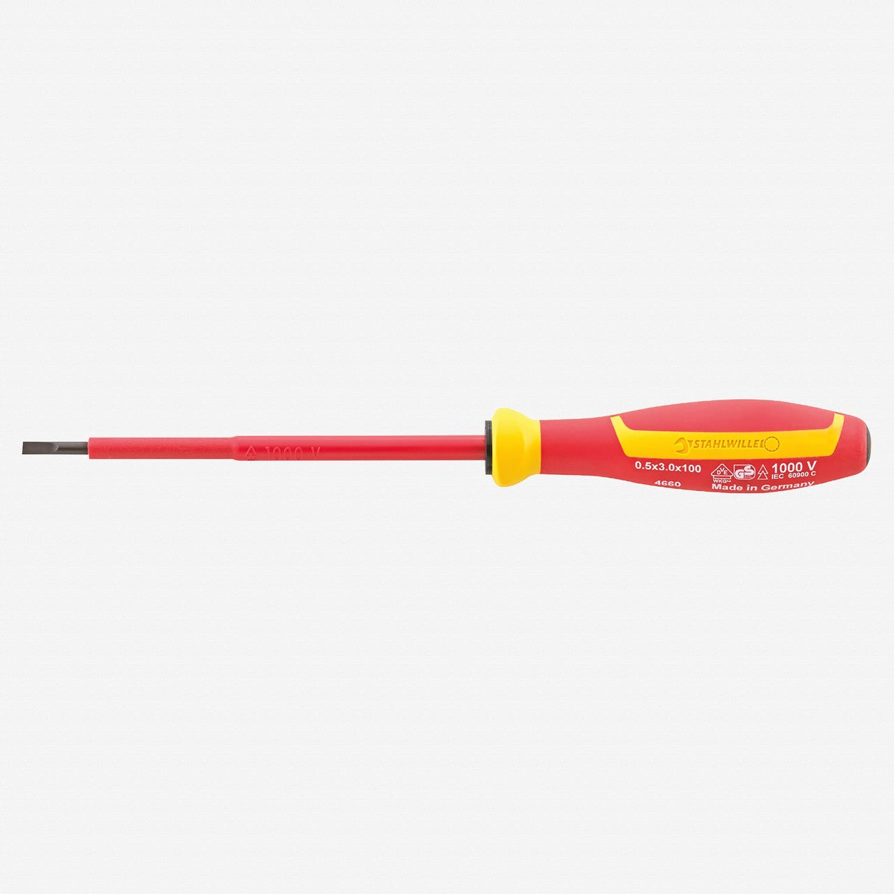 Stahlwille 4660 Insulated Slotted Screwdriver VDE DRALL+, 4 x 100mm - ST46603040 - KC Tool