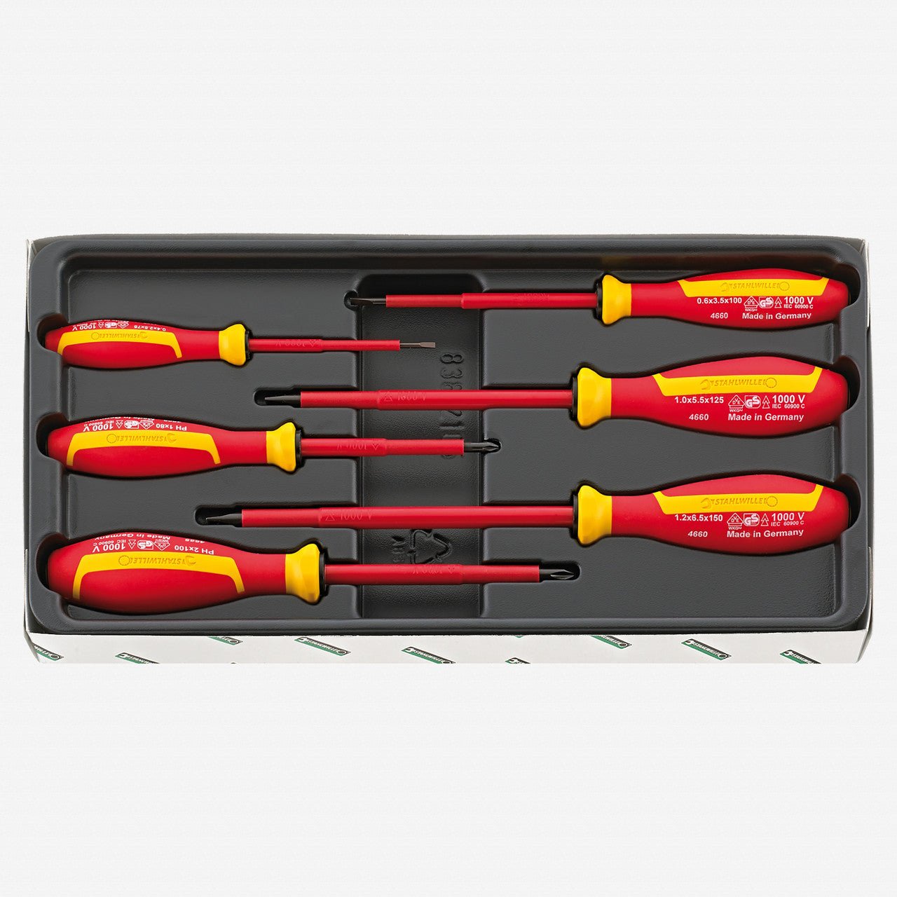 Stahlwille 4695 VDE Slotted and Phillips Screwdriver Set DRALL+, 6 Pieces - ST96469515 - KC Tool