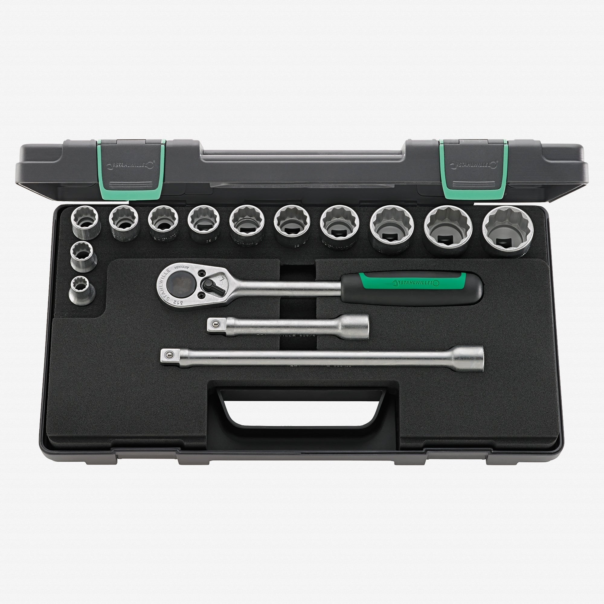 Stahlwille 50/12/3 Socket Set, 1/2" Drive, Metric, 12-Point, 15 Pieces - ST96031435 - KC Tool
