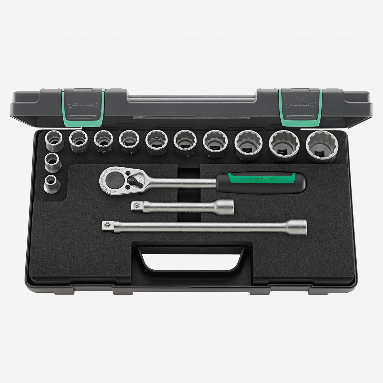 Stahlwille 50/12/3 Socket Set, 1/2" Drive, Metric, 12 - Point, 15 Pieces - ST96031435 - KC Tool