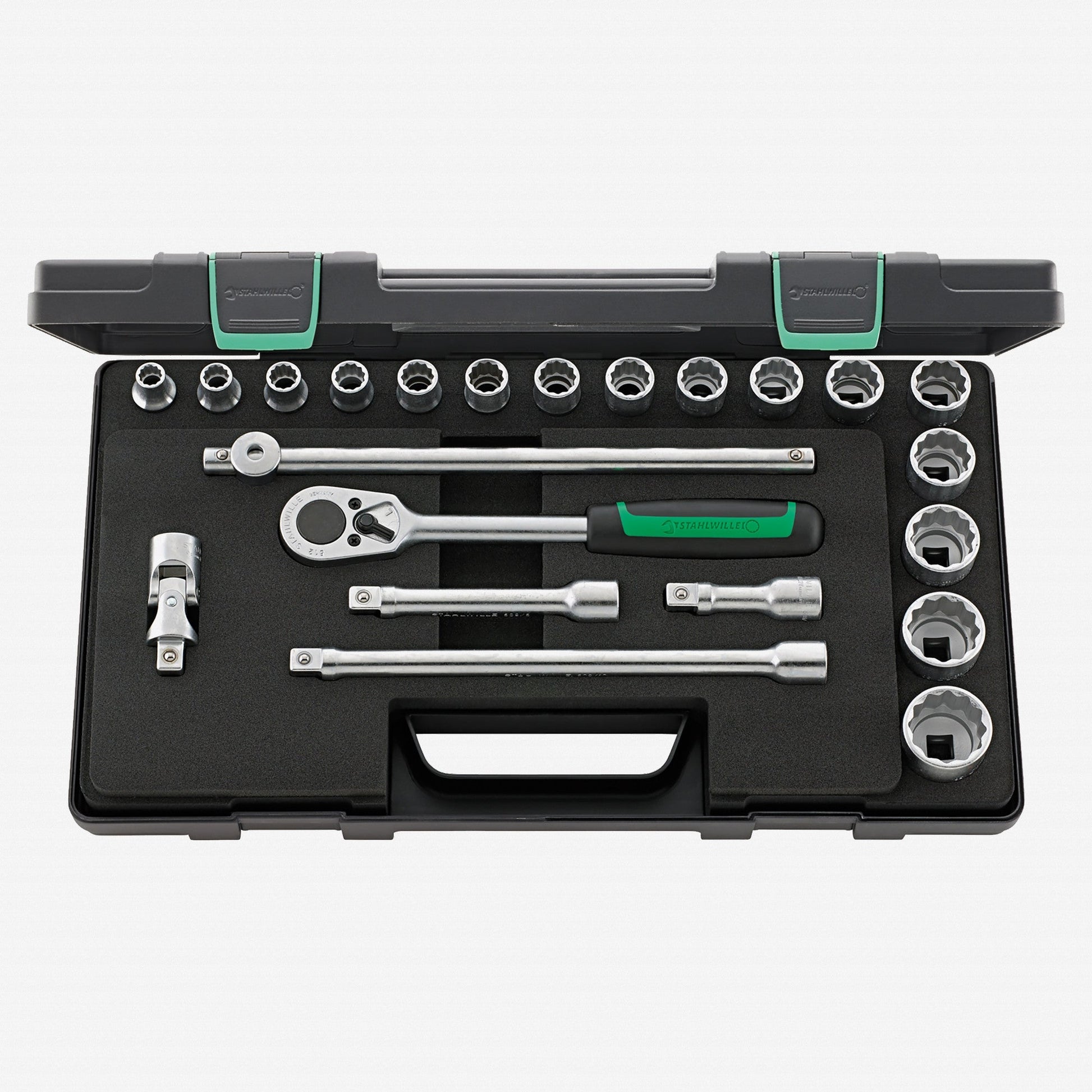 Stahlwille 50/16/6 Socket Set, 1/2" Drive, Metric, 10-32 mm, 12-Point, 22 Pieces - ST96031447 - KC Tool