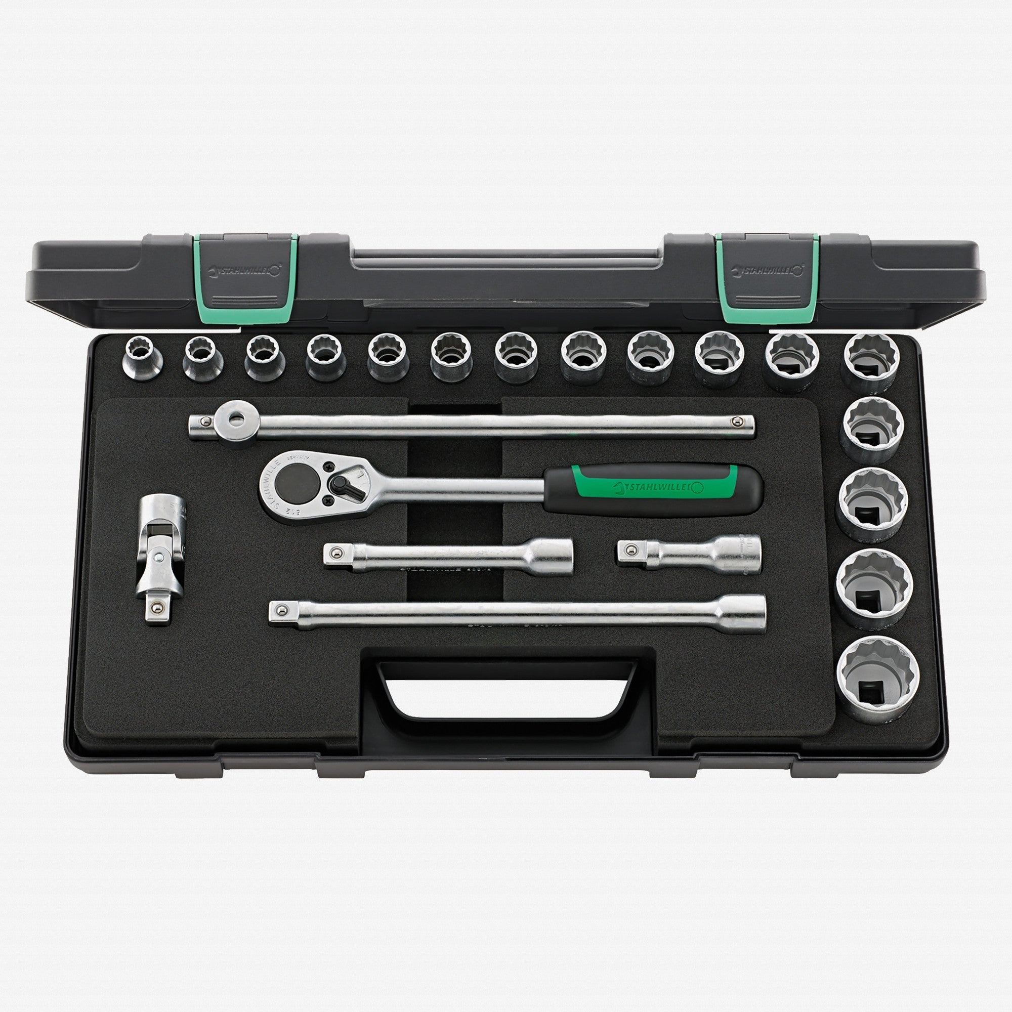 Stahlwille 50/16/6 Socket Set, 1/2" Drive, Metric, 10-32 mm, 12-Point, 22 Pieces - ST96031447 - KC Tool