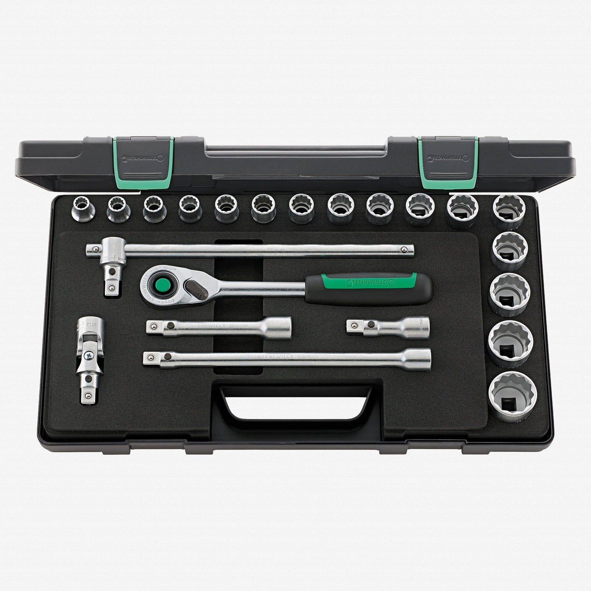 Stahlwille 50/16/6QR Socket Set, 1/2" Drive, Metric, 10-32mm, 22 Pieces - ST96031446 - KC Tool