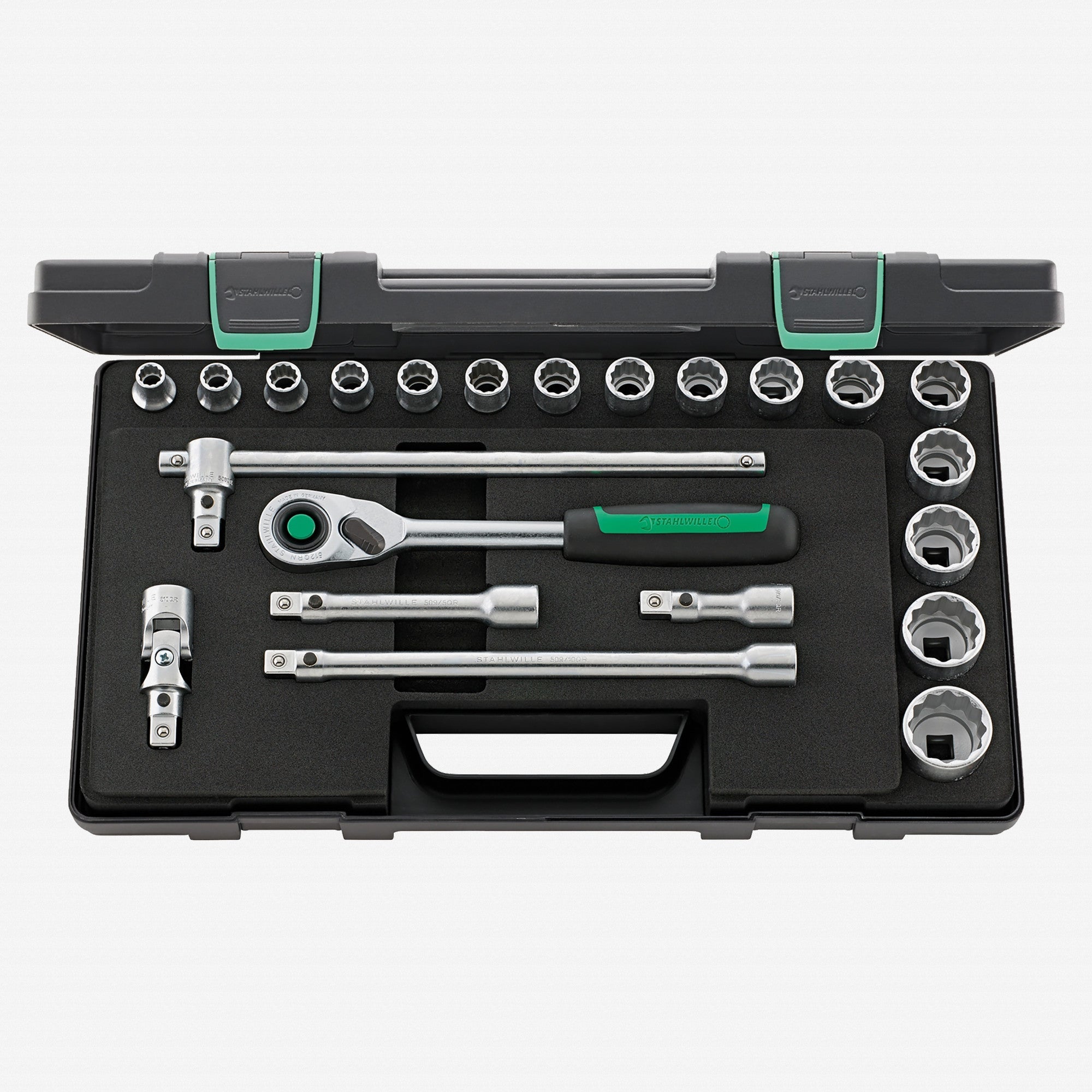 Stahlwille 50/16/6QR Socket Set, 1/2" Drive, Metric, 10-32mm, 22 Pieces - ST96031446 - KC Tool