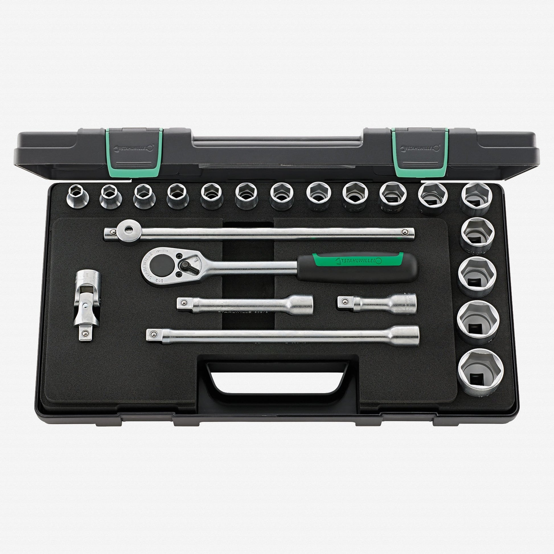Stahlwille 52/16/6 Socket Set, 1/2" Drive, Metric, 10-32mm, 6-Point, 22 Pieces - ST96031448 - KC Tool