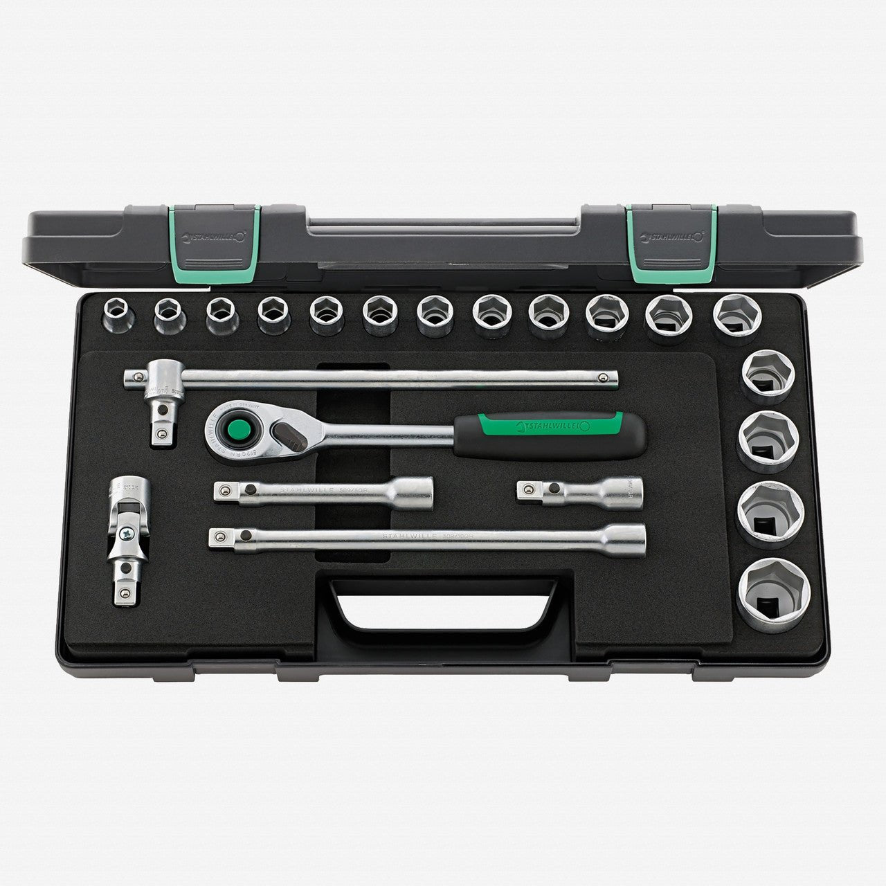 Stahlwille 52/16/6QR Socket Set, 1/2" Drive, Metric, 10 - 32mm, 6 - Point, 22 Pieces - ST96031480 - KC Tool