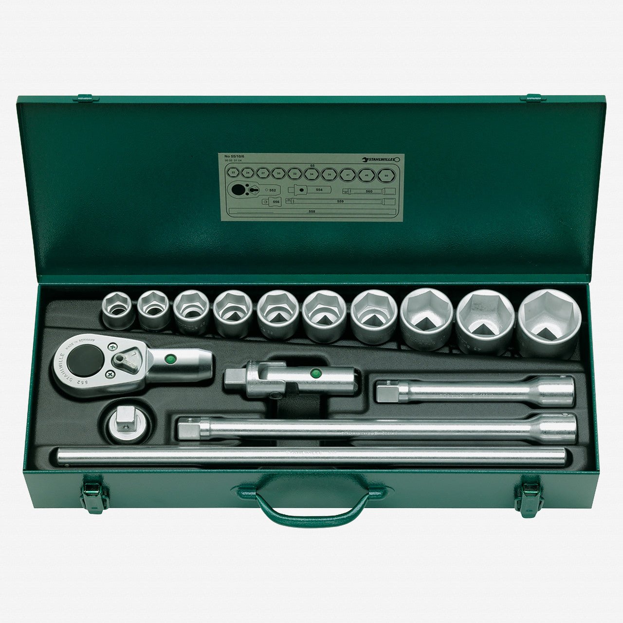 Stahlwille 55/10/6 Socket Set, 3/4" Drive, Metric, 22 - 50 mm, 6 Point, 16 Pieces - ST96050104 - KC Tool