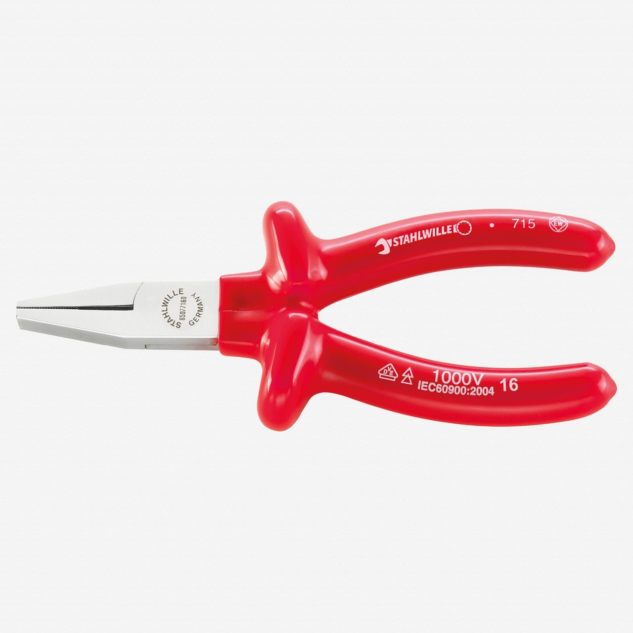 Stahlwille 6507 VDE flat nose pliers, short, 160 mm - Dip - coated - ST65077160 - KC Tool