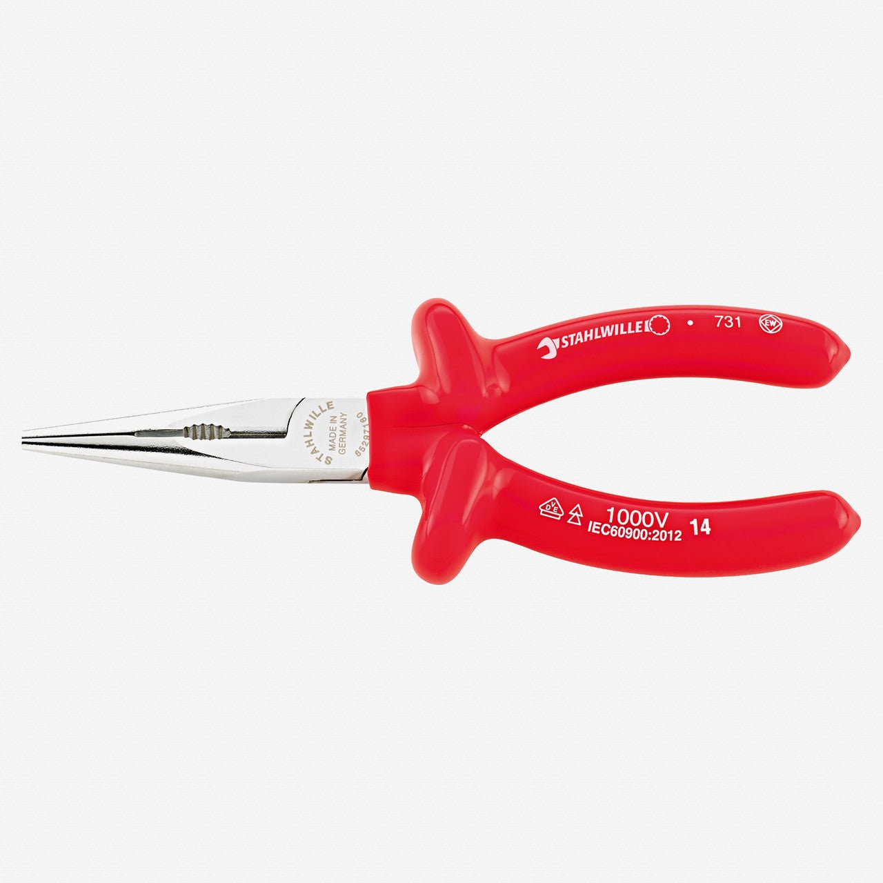 Stahlwille 6529 VDE Snipe Nose Pliers with Cutter, 200 mm, Dip - coated - ST65297200 - KC Tool