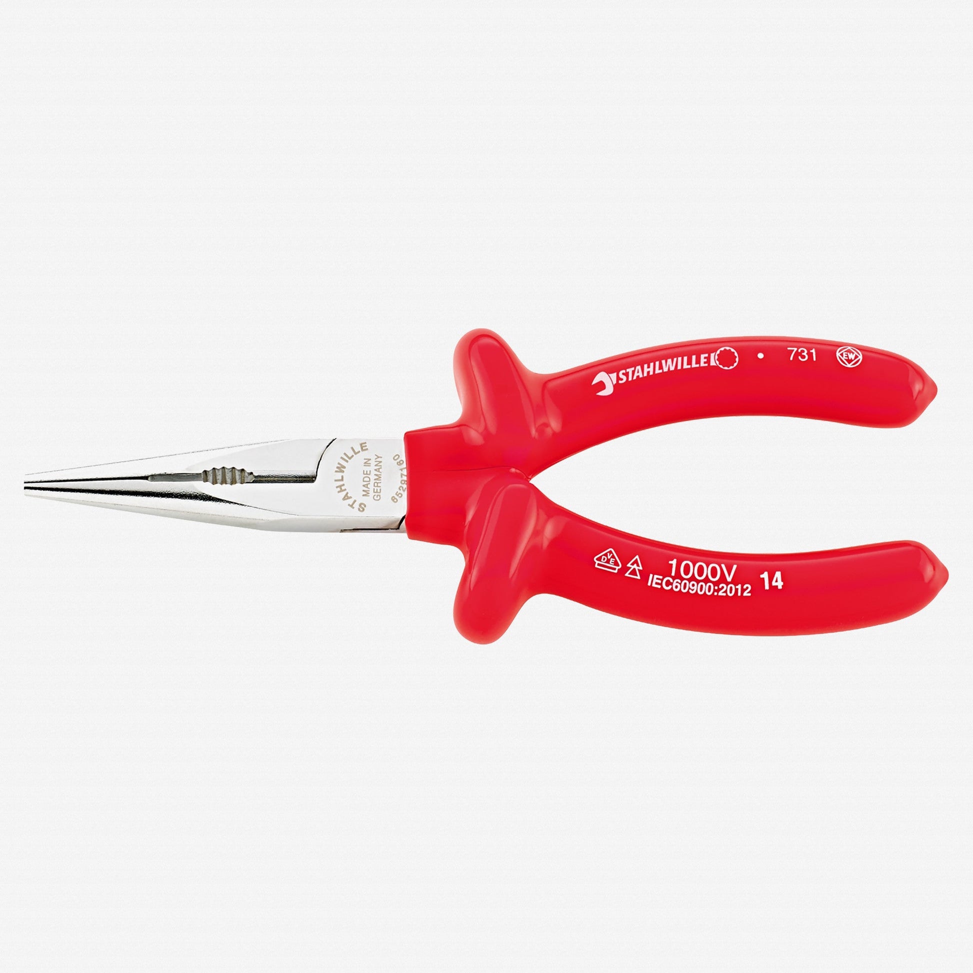 Stahlwille 6529 VDE Snipe Nose Pliers with Cutter, 200 mm, Dip-coated - ST65297200 - KC Tool