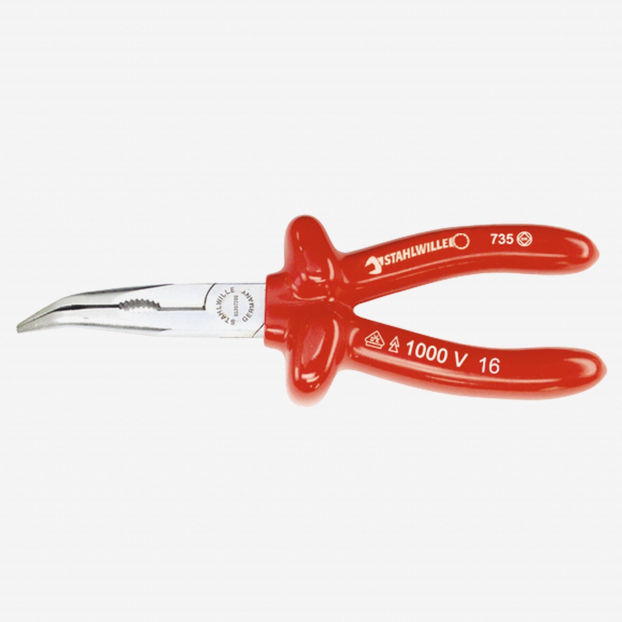 Stahlwille 6530 VDE bent snipe nose pliers with cutter, 160 mm - Dip-coated - ST65307160 - KC Tool