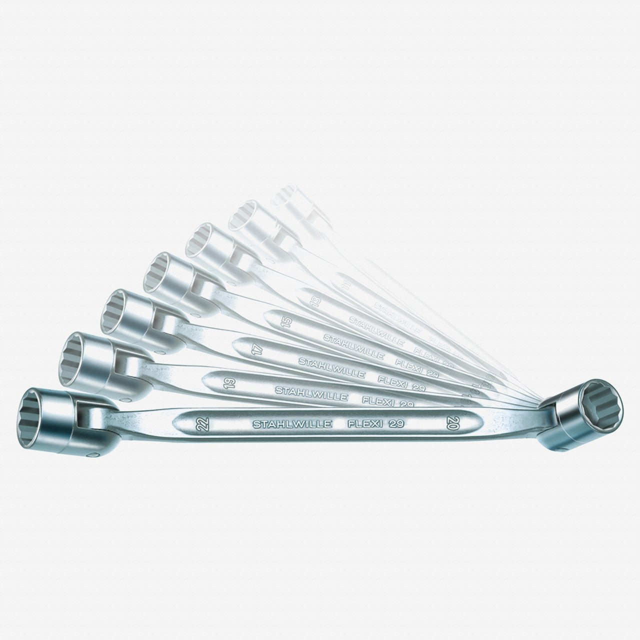 Stahlwille FLEXI 29/7 Double - ended Flexi - joint Spanner Set, Metric, 8x9 - 20x22 mm, 7 Pieces - ST96430101 - KC Tool