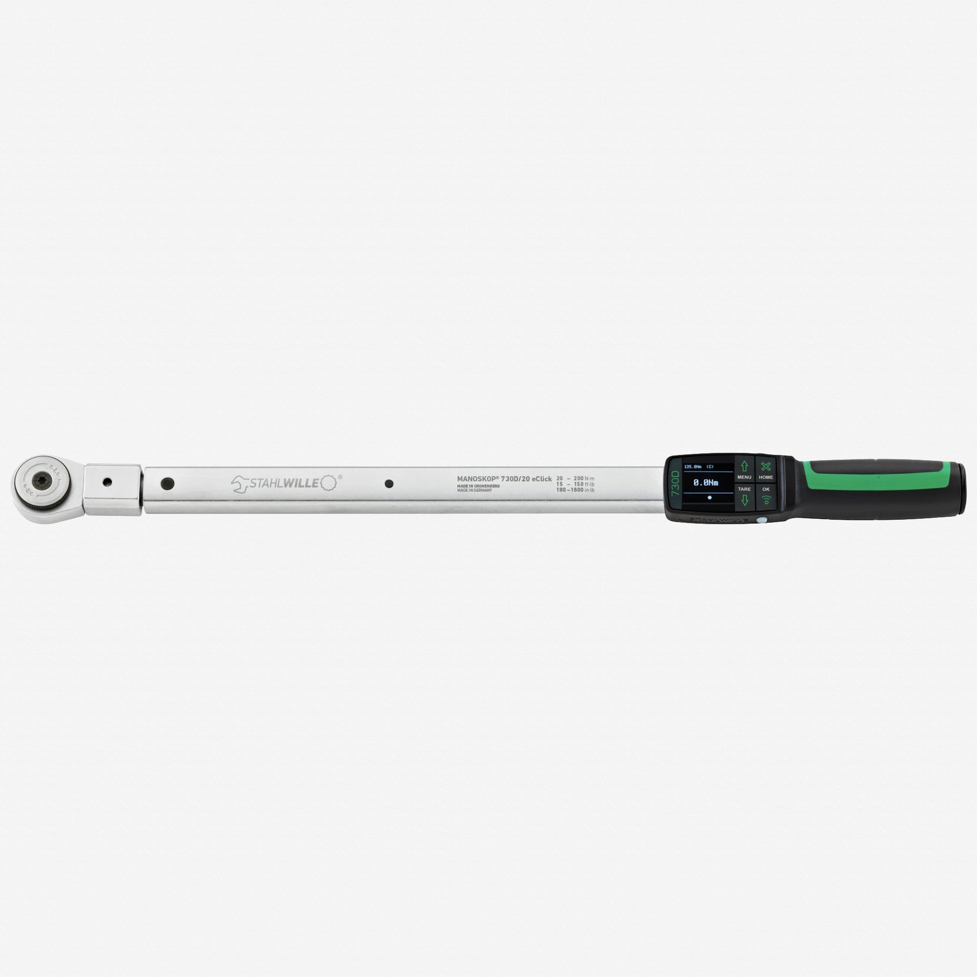 Stahlwille MANOSKOP 730DR/20 eClick Electromechanical Torque Wrench with 1/2" Ratchet Insert, 20 - 200 Nm - ST96501220 - KC Tool