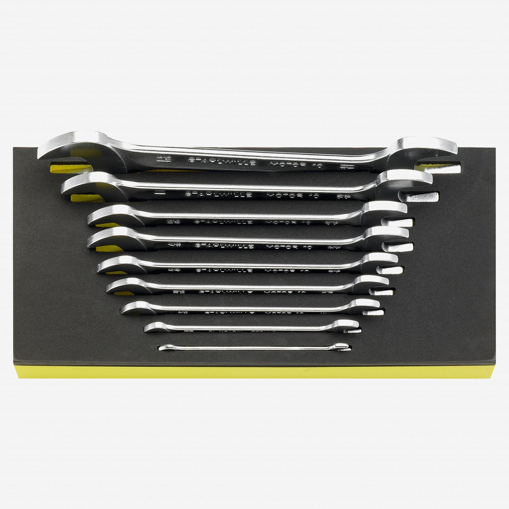 Stahlwille TCS 10a/9 MOTOR Double Open-ended SAE Wrench Set in TCS Inlay, 9 Pieces, 1/4" - 1 5/16" - ST96838779 - KC Tool
