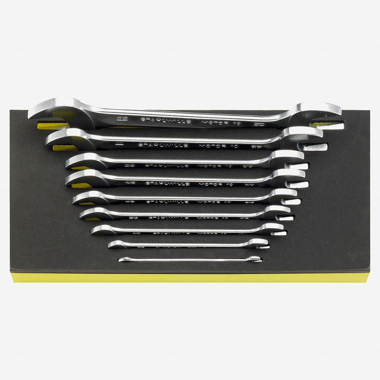 Stahlwille TCS 10a/9 MOTOR Double Open - ended SAE Wrench Set in TCS Inlay, 9 Pieces, 1/4" - 1 5/16" - ST96838779 - KC Tool